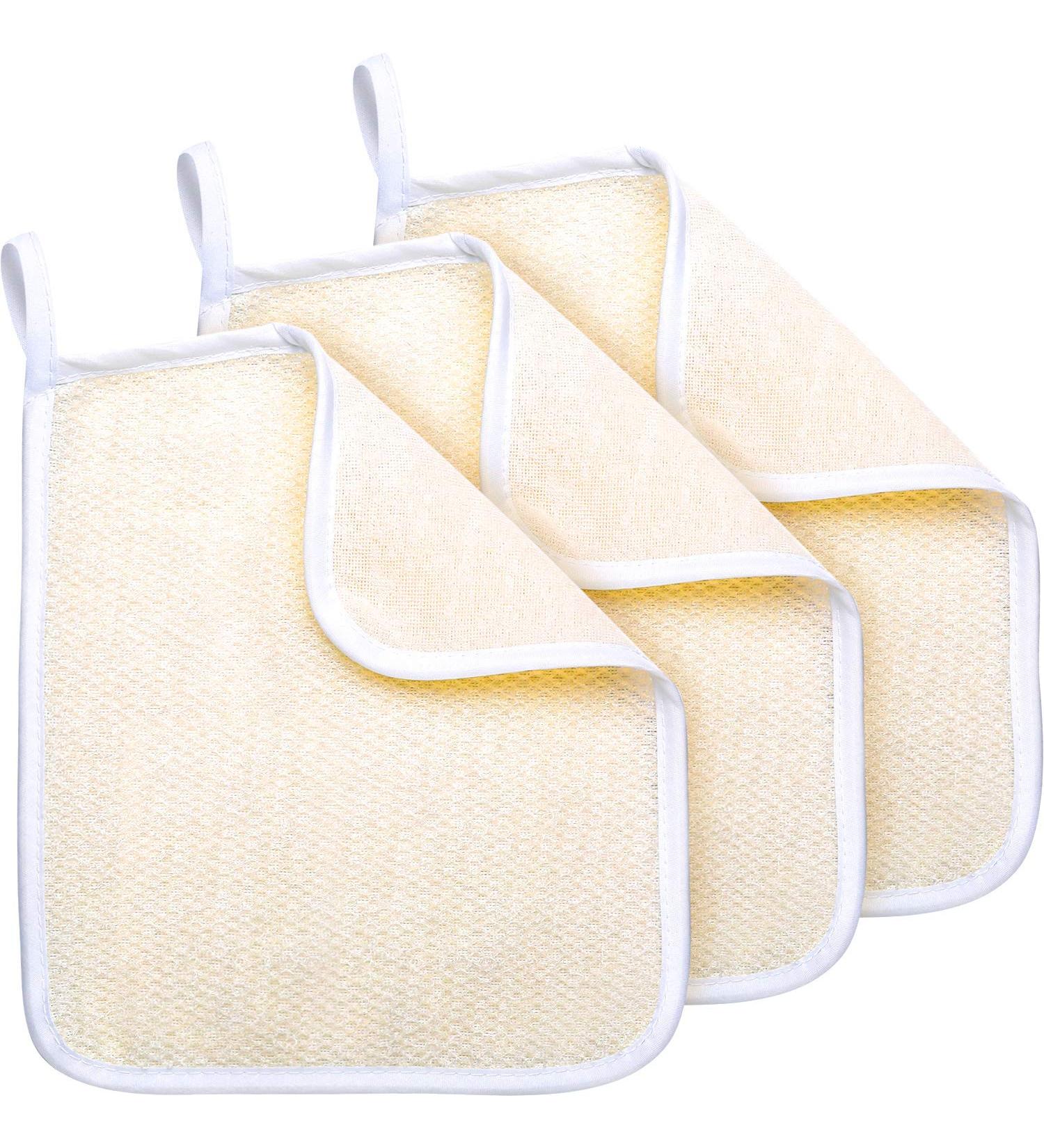 Exfoliating Face and Body Wash Cloths - 3 Pack Soft Weave Bath Cloth for Gentle Scrubbing and Massage - Ideal for Men and Women - Buy Online on GoSupps.com
