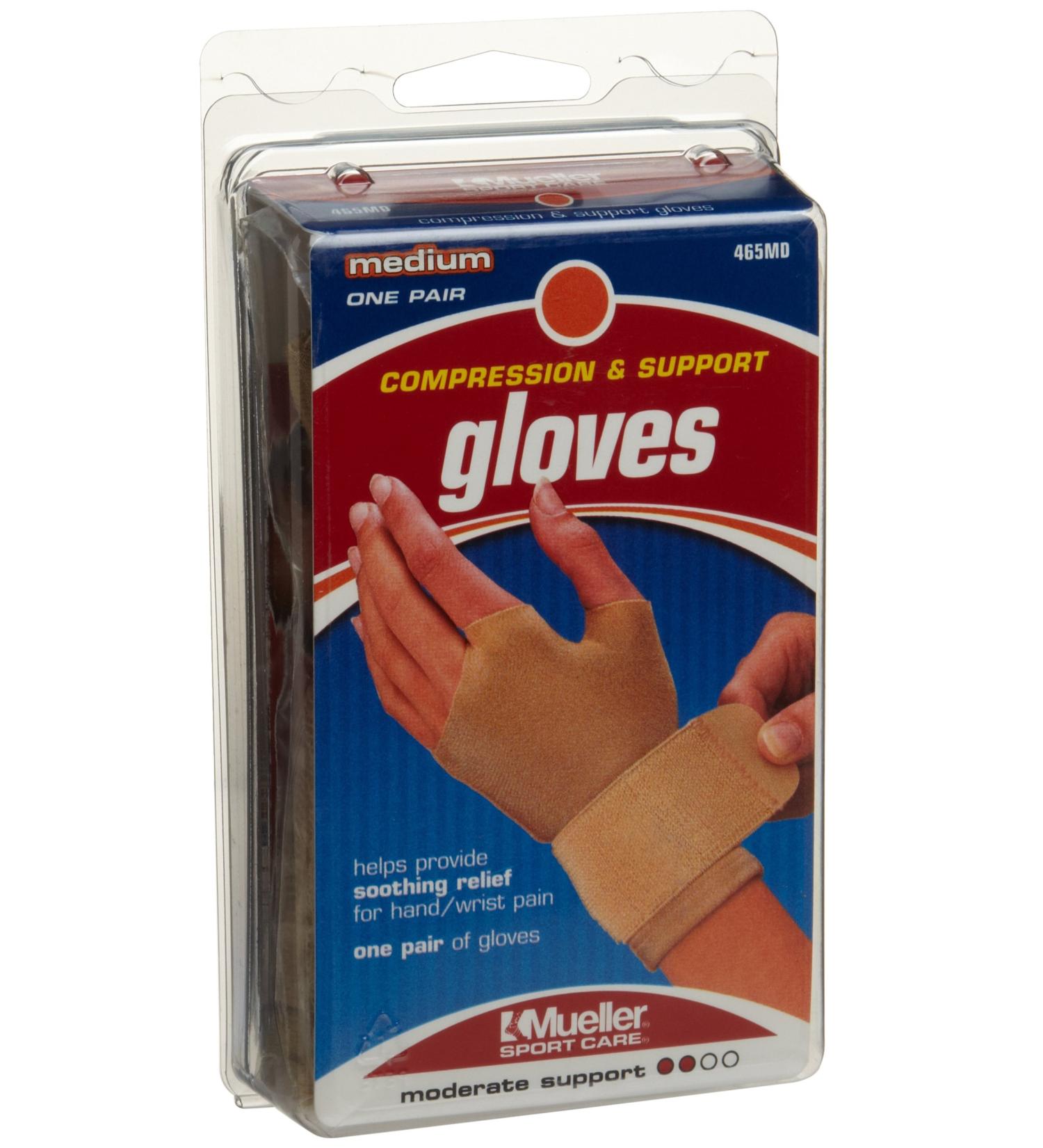 Mueller Compression & Support Gloves Medium 1-Count Packages (Pack of 2)