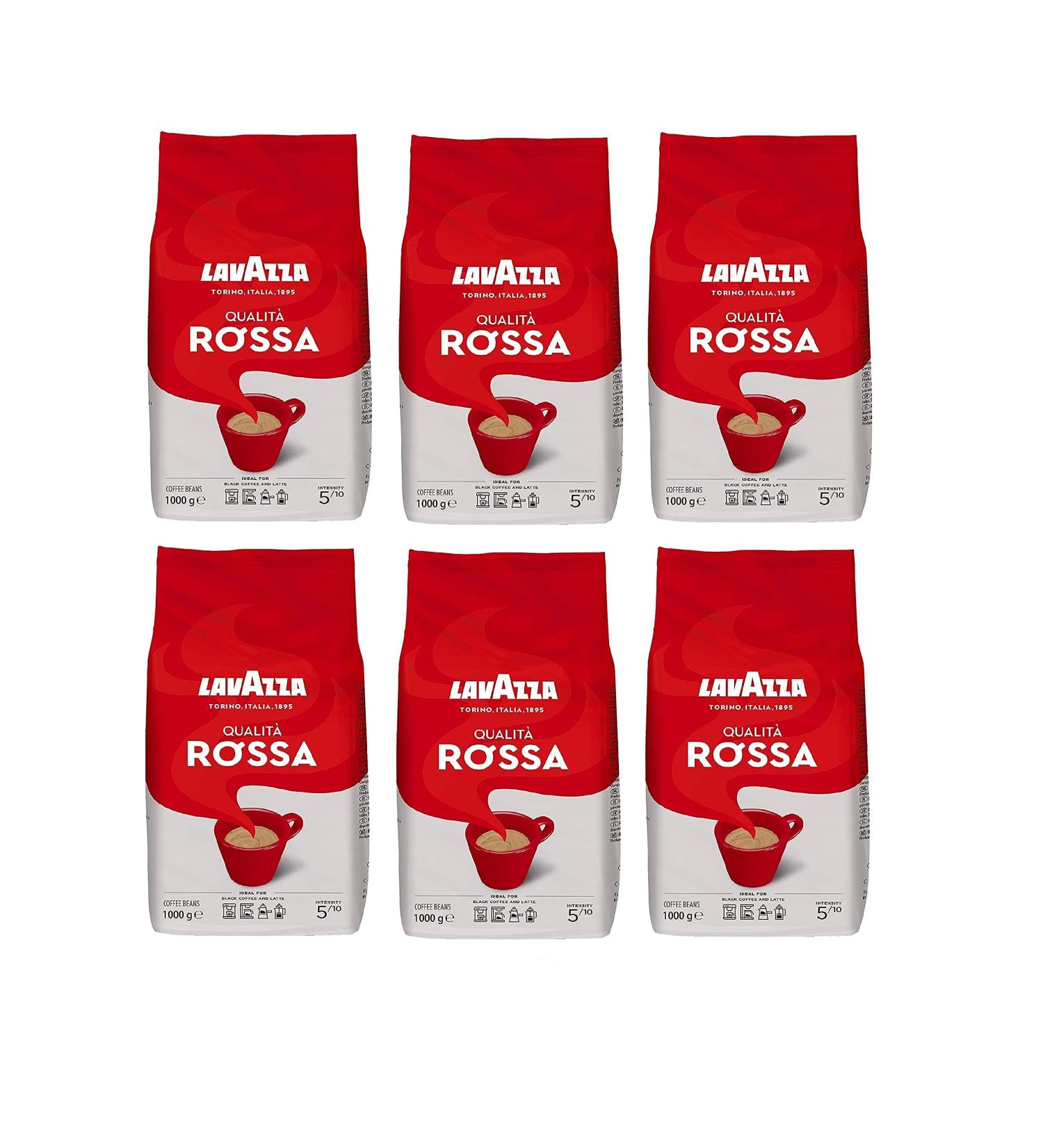Buy Lavazza Qualita Rossa Coffee Beans - Arabica & Robusta Medium Roast (1KG Pack of 6) - Chocolate Flavor | International Shipping Available - Buy Online on GoSupps.com