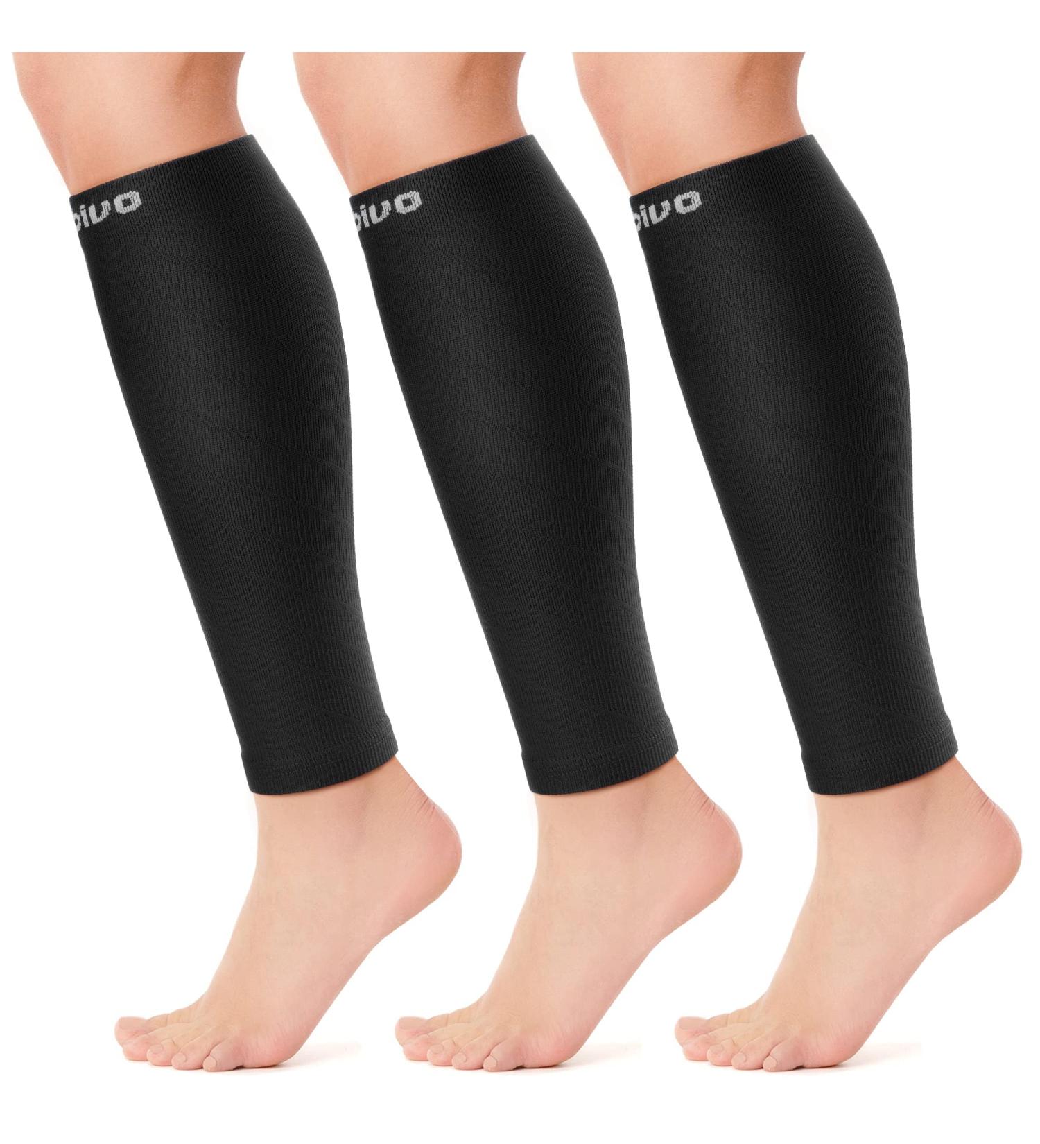 CAMBIVO Calf Compression Sleeves 3 Pairs - Leg Pain Relief for Men and Women - Varicose Vein Treatment - Shin Splint Support - Footless Compression Socks for Running, Football, Nurses, Pregnancy - Pure Black Large-X-Large - Buy Online on GoSupps.com