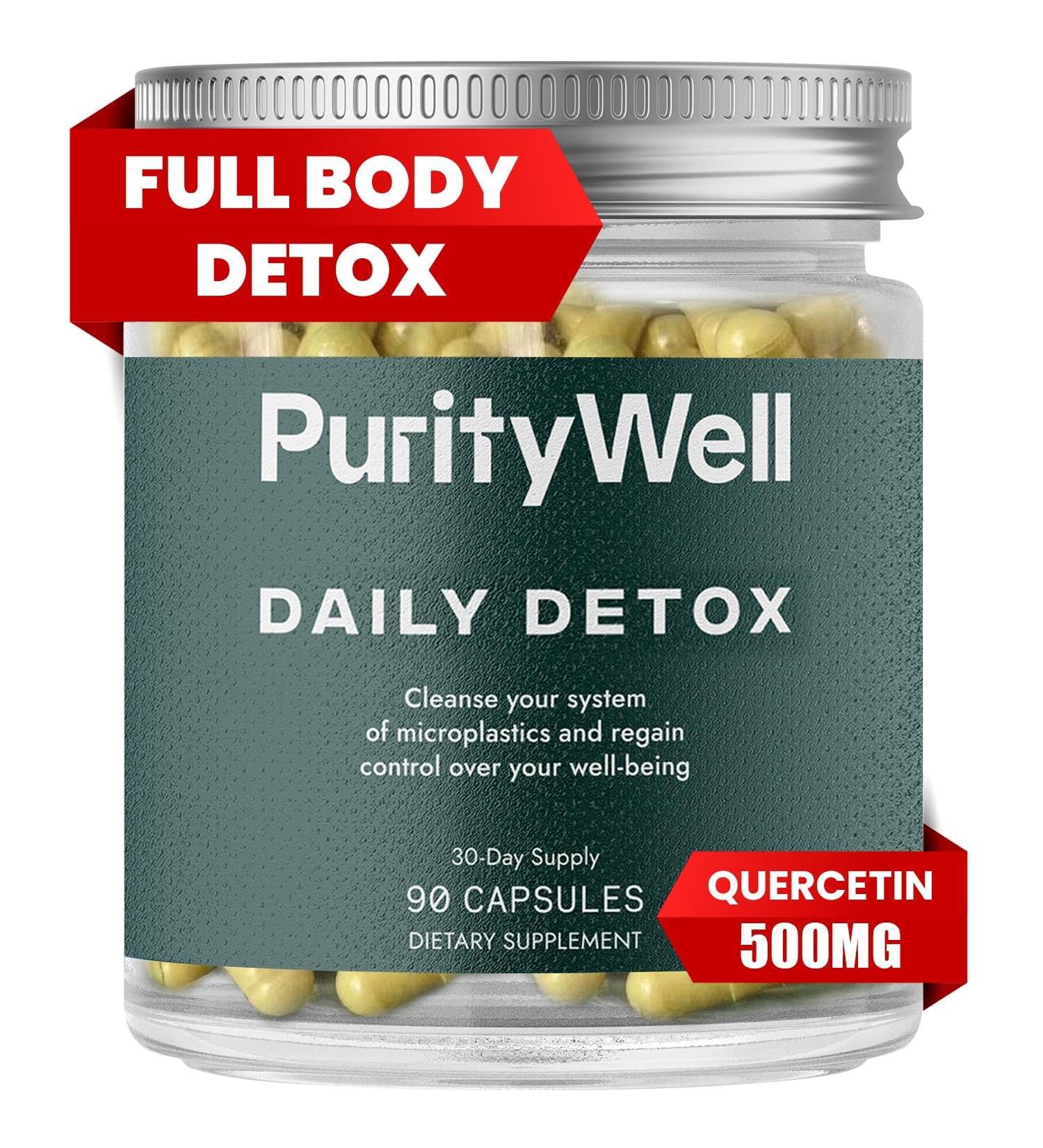 Full Body Detox & Cleanse Supplement - Quercetin 500mg Vitamin C & L-Cysteine for Lung Health Liver Support & Gut Cleanse - 90 Capsules - Buy Online on GoSupps.com