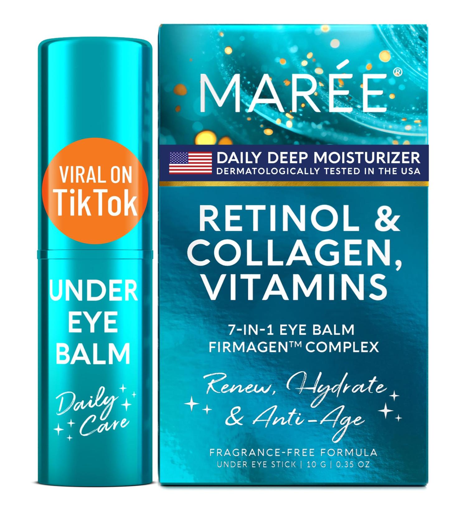 MAREE Under Eye Balm Stick with Retinol & Ceramide Complex Facial Moisturizer for Dark Circles & Wrinkles Under Eye Brightener Stick Anti-Wrinkle Hydrating Face Skincare 0.35 Ounce (Pack of 1) - Buy Online on GoSupps.com