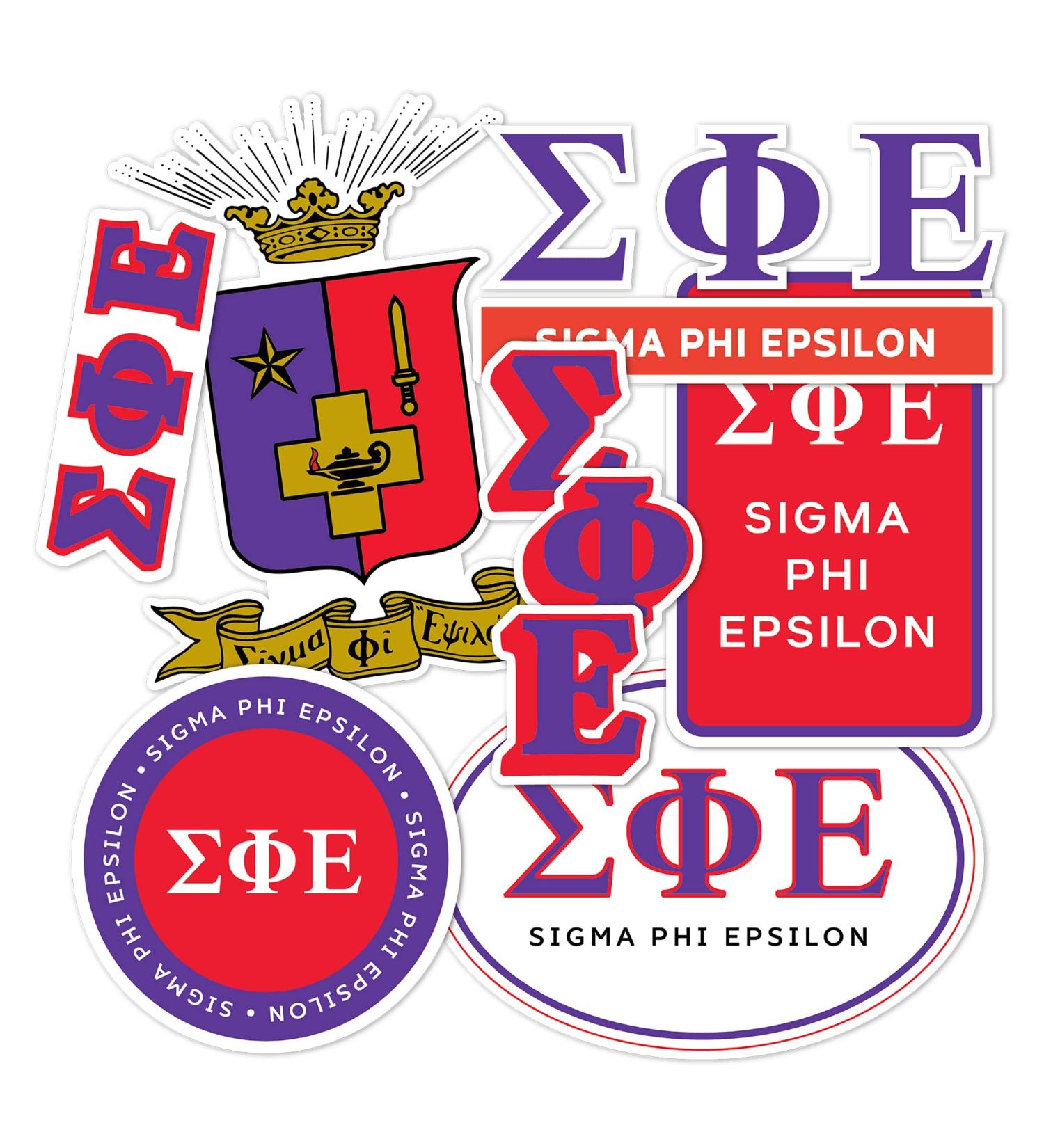 Sigma Phi Epsilon Standard Sticker Sheet - Decal for Laptop, Water Bottle, Car - Sig Ep Full Sheet - Buy Online on GoSupps.com