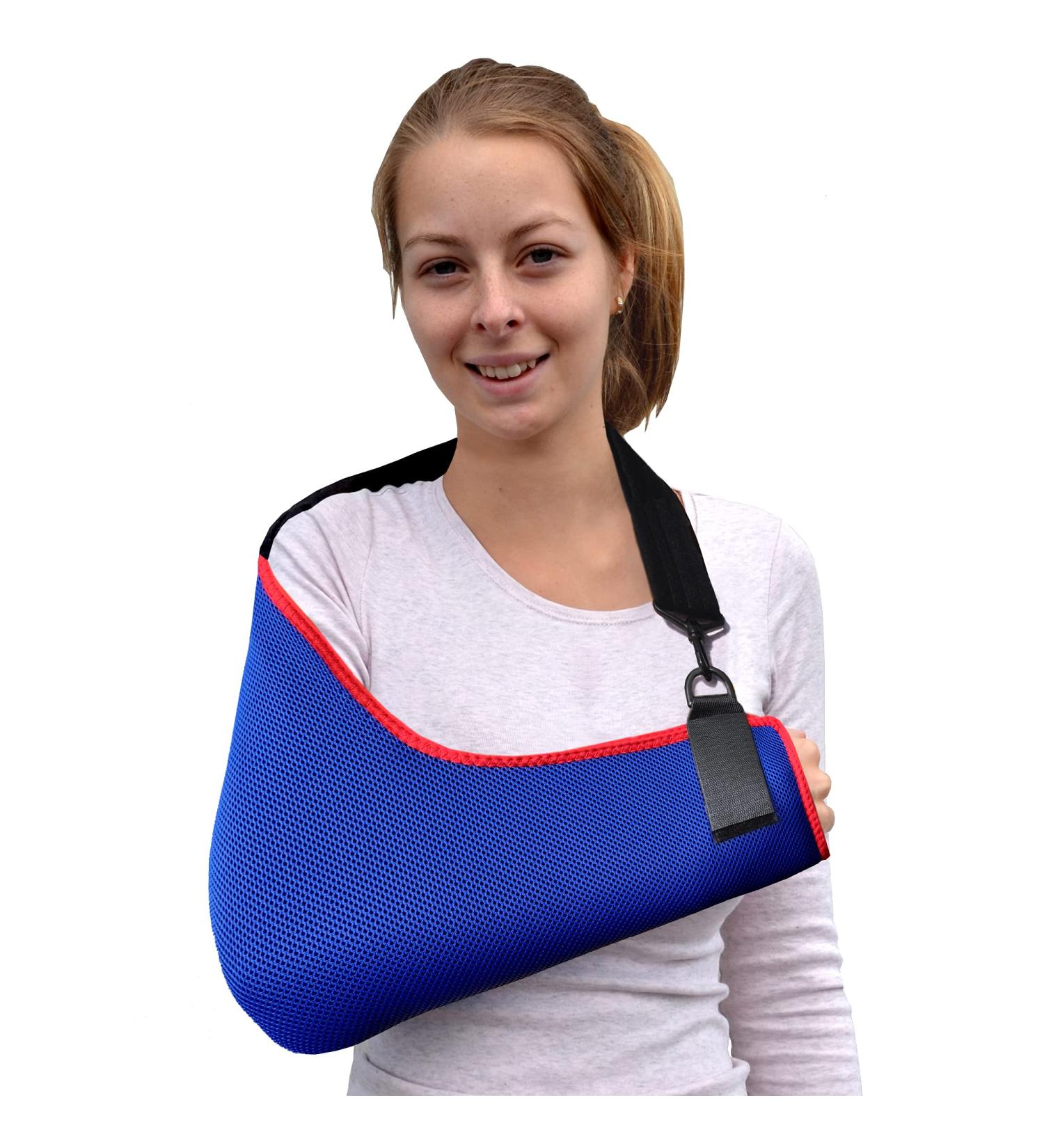 4DflexiSPORT Arm Sling Adult - M Blue/Red - Cooling Fabric Technology - Easy Fit for Right or Left Arm - Buy Online on GoSupps.com