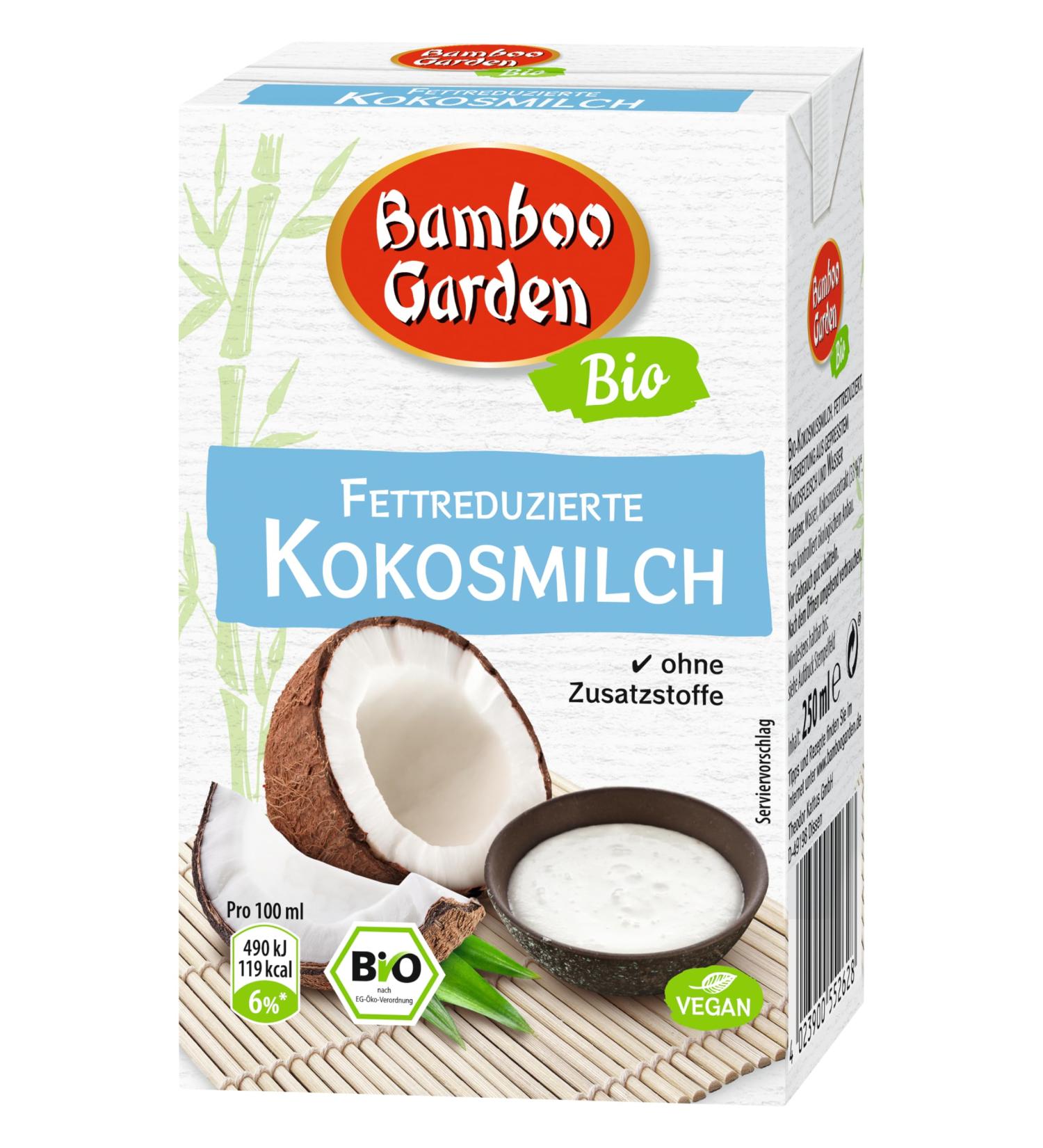 Bamboo Garden Organic Coconut Milk Reduced Fat - 250ml | Healthy Vegan Cooking | International Shipping - Buy Online on GoSupps.com