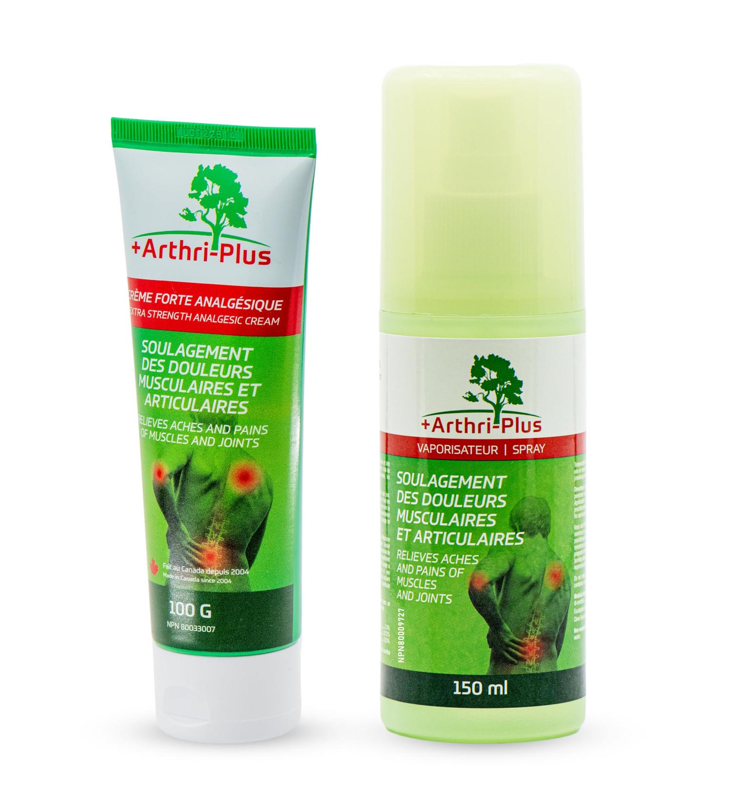 ARTHRI-PLUS Natural Pain Relief Duo (Cream Spray)- Long Lasting Topical Pain Reliever - Backache Headache Arthritis Muscle and Joint Relief - Buy Online on GoSupps.com
