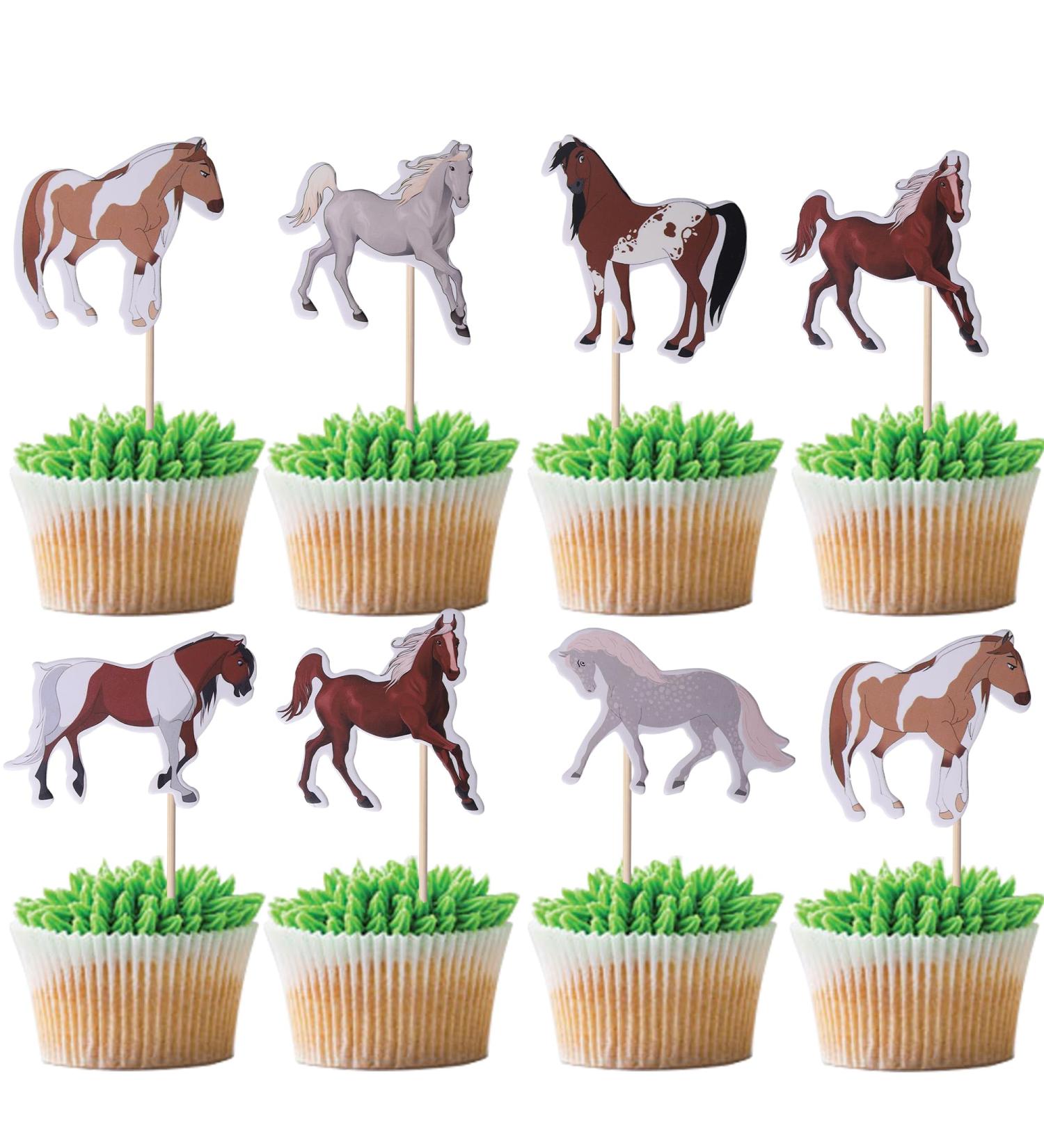 36-Piece Horse Cupcake Topper Set | Wild Animal Birthday Decorations | Muffin & Cake Decor for Baby Showers & Birthdays - Buy Online on GoSupps.com