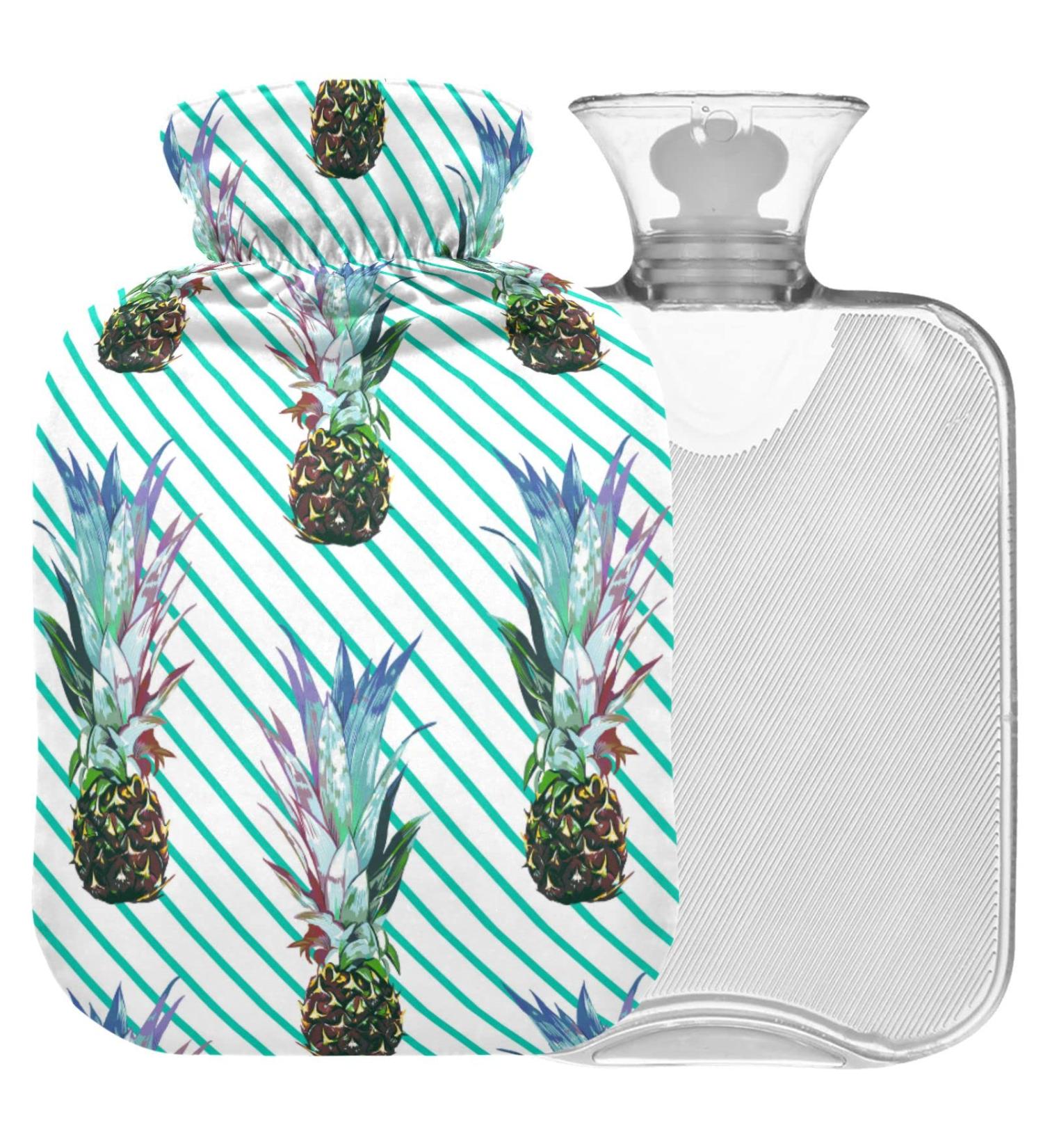 Shop Naanle Striped Pineapple Heat Bottle - 1L Transparent Hot Water Bottle for Pain Relief & Therapy | Ideal for Bed Hand & Foot Use - Buy Online on GoSupps.com