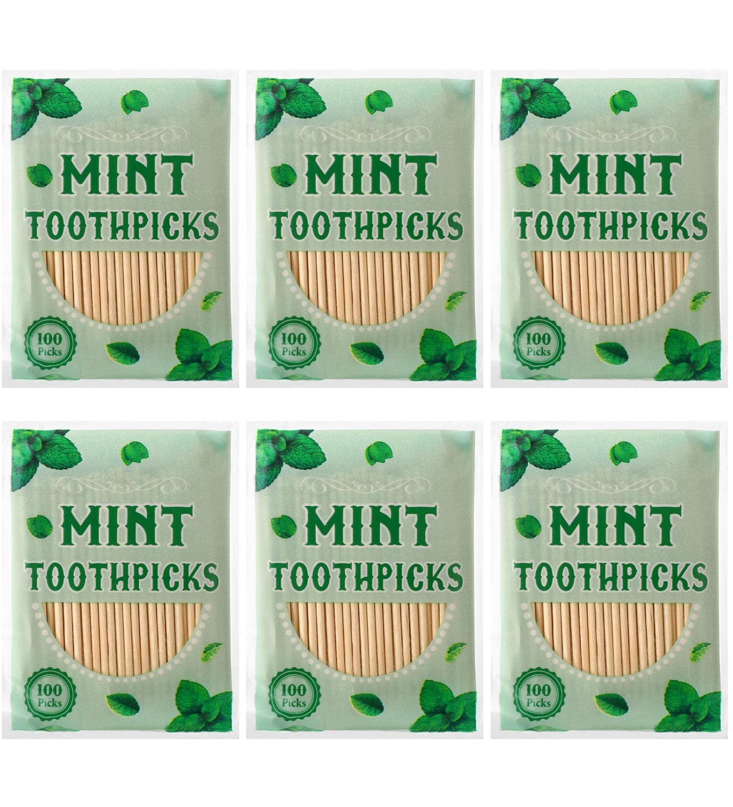 Mint Menthol Toothpicks - 600 Pcs Bulk Natural Wooden Dental Picks for Oral Health - Buy Online on GoSupps.com