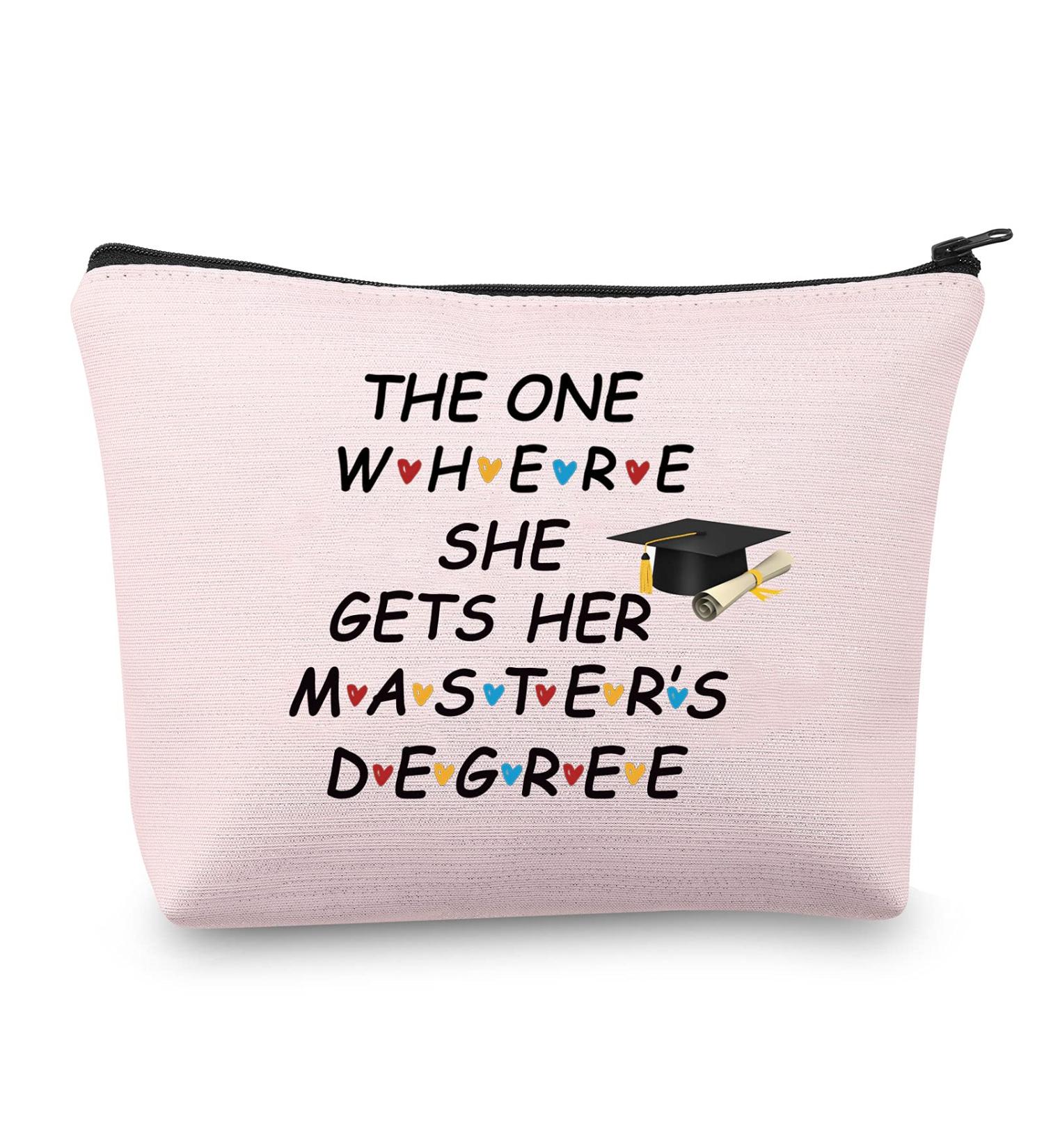 Master's Degree Graduation Gift: Stylish Zipper Makeup Bag for Students | Perfect Cosmetic Travel Bag - Buy Online on GoSupps.com