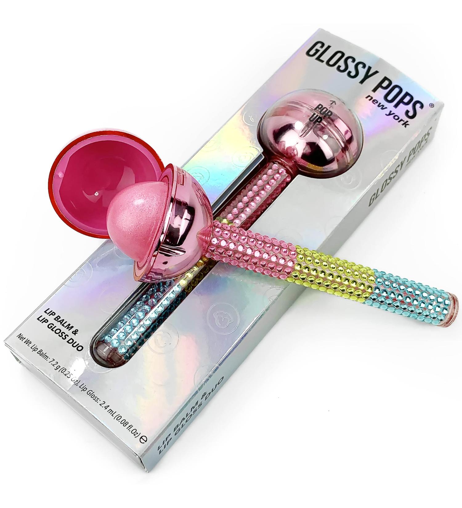 Glossy Pops Chrome Pink Shimmer Lip Balm & Clear Gloss Duo | 2-in-1 Chrome Collection - Buy Online on GoSupps.com