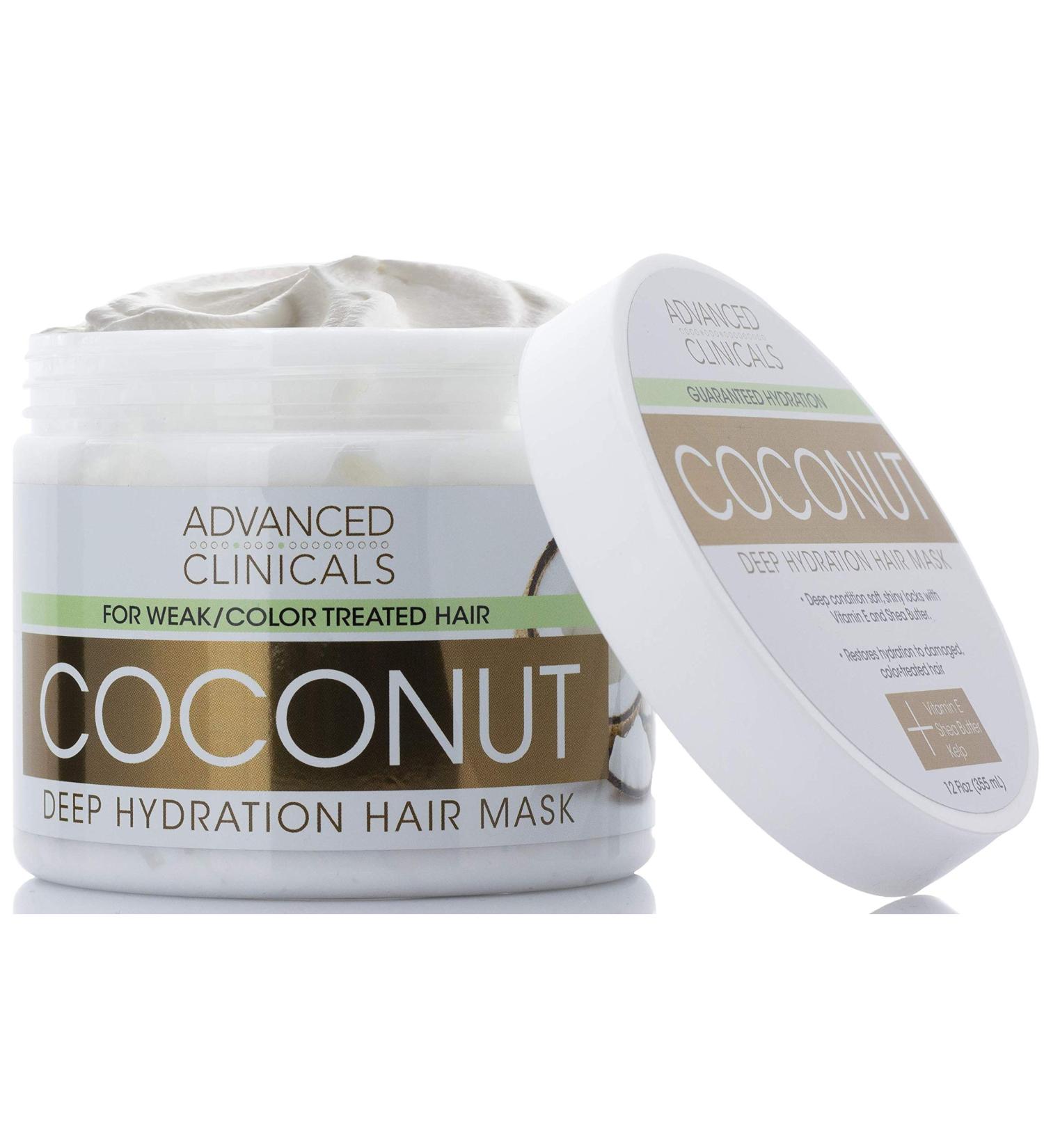 Coconut Deep Hydration Hair Mask - Advanced Clinicals 12 oz | Nourish & Revitalize - Buy Online on GoSupps.com