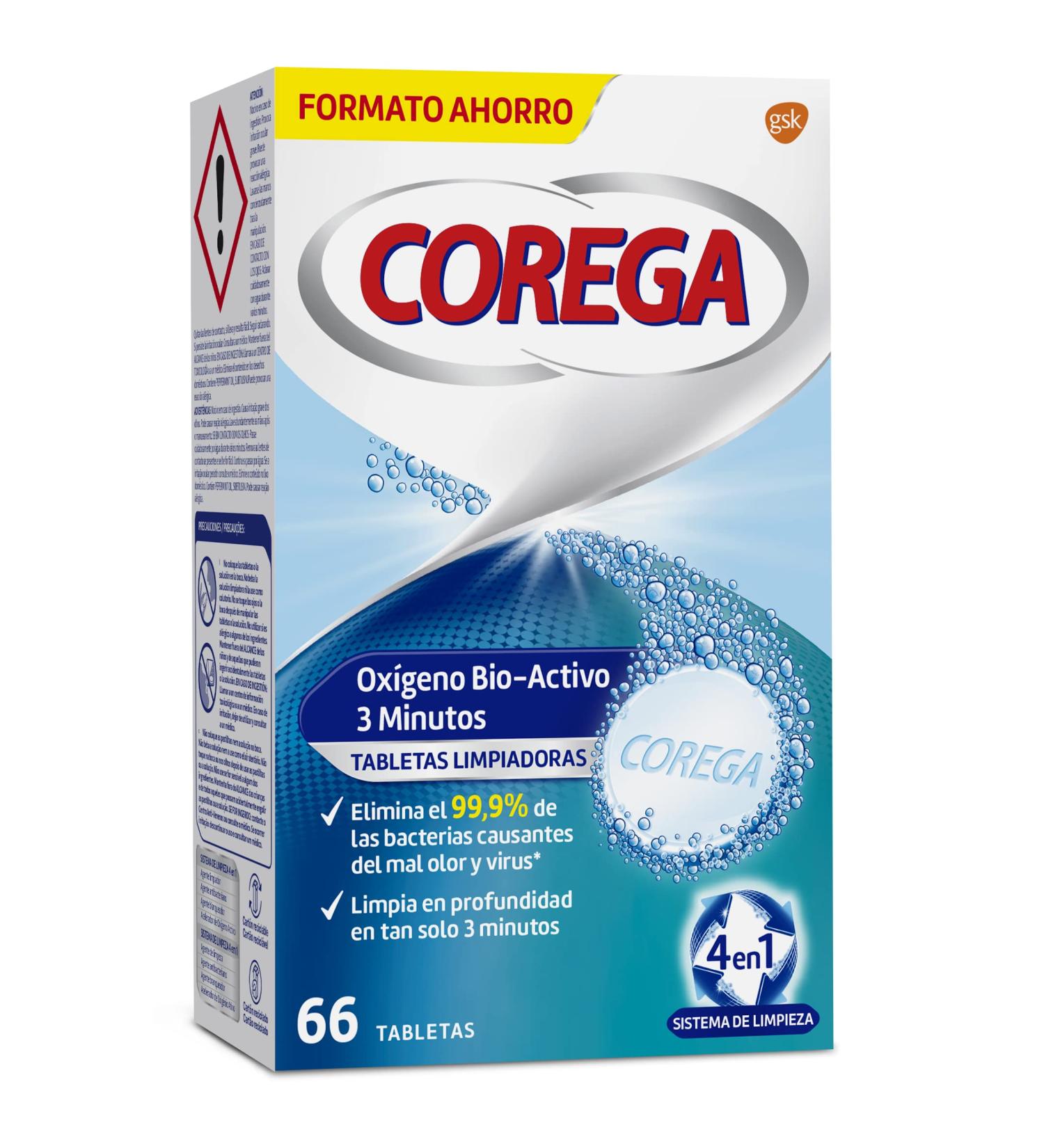 Corega Bioactive Oxygen 66 Pack - Denture Cleansing Tablets - Buy Online on GoSupps.com