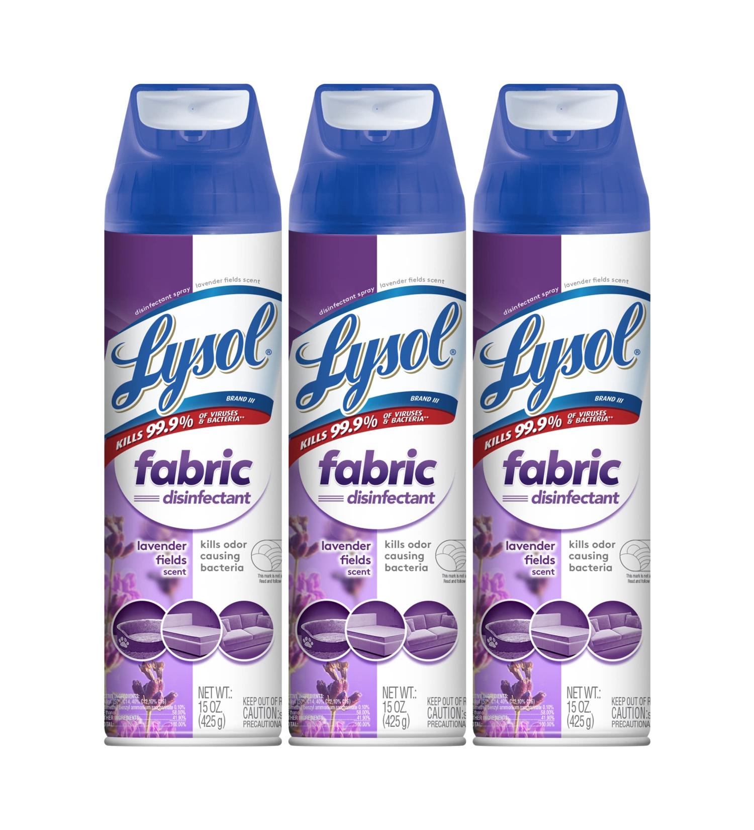 Lysol Fabric Disinfectant Spray - Lavender Fields 15 Fl. Oz (Pack of 3) - Sanitizing & Antibacterial Soft Furnishings Deodorizer - Buy Online on GoSupps.com
