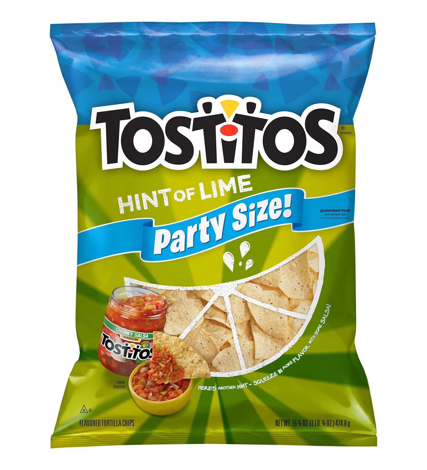 Tostitos Hint of Lime Tortilla Chips - 16.75oz Party Size Bag - Buy Online on GoSupps.com