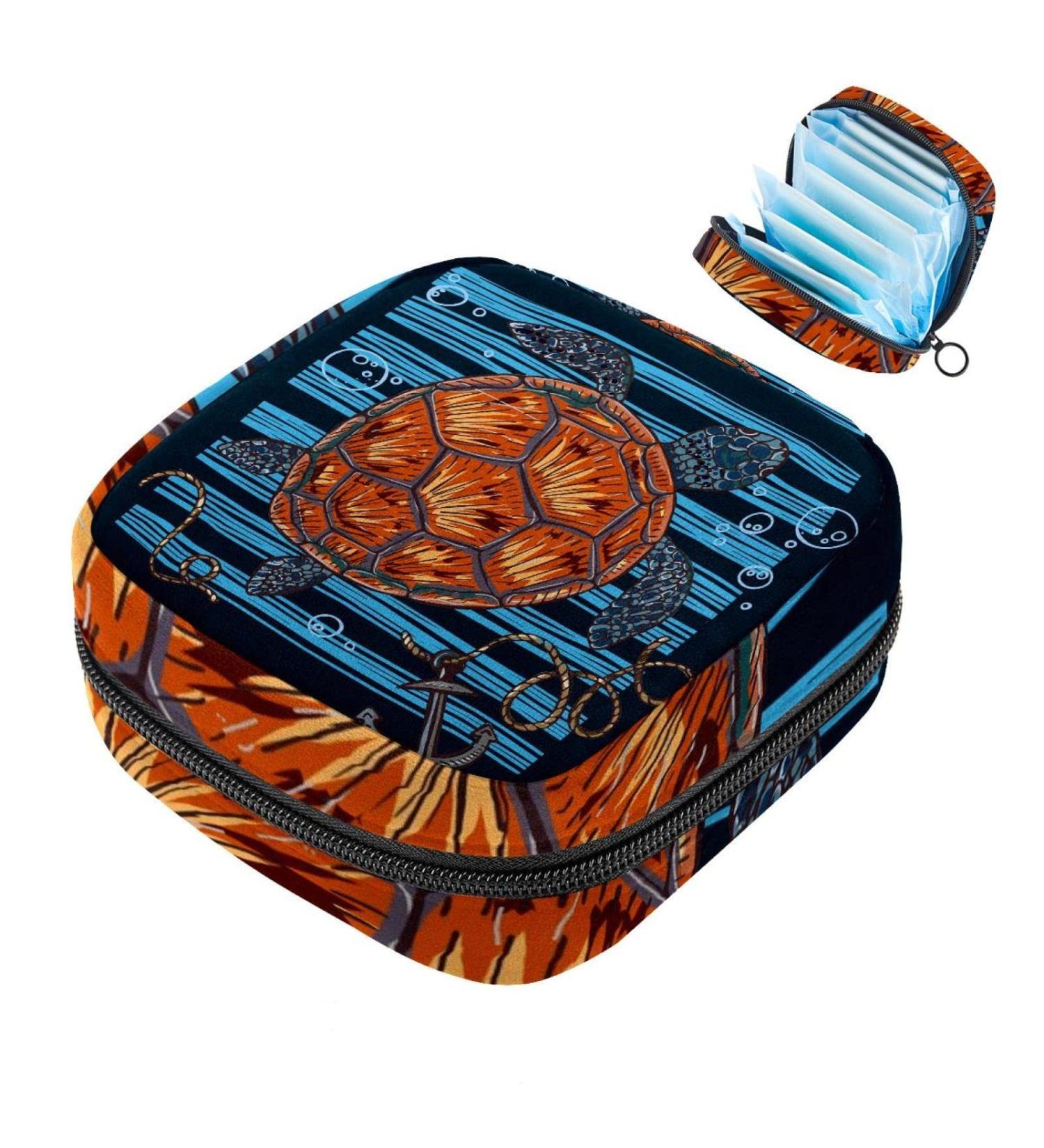 Sea Turtle Sanitary Napkin & Menstrual Cup Storage Bag - Portable Zipper Pocket for Teenage Girls & Women - Buy Online on GoSupps.com