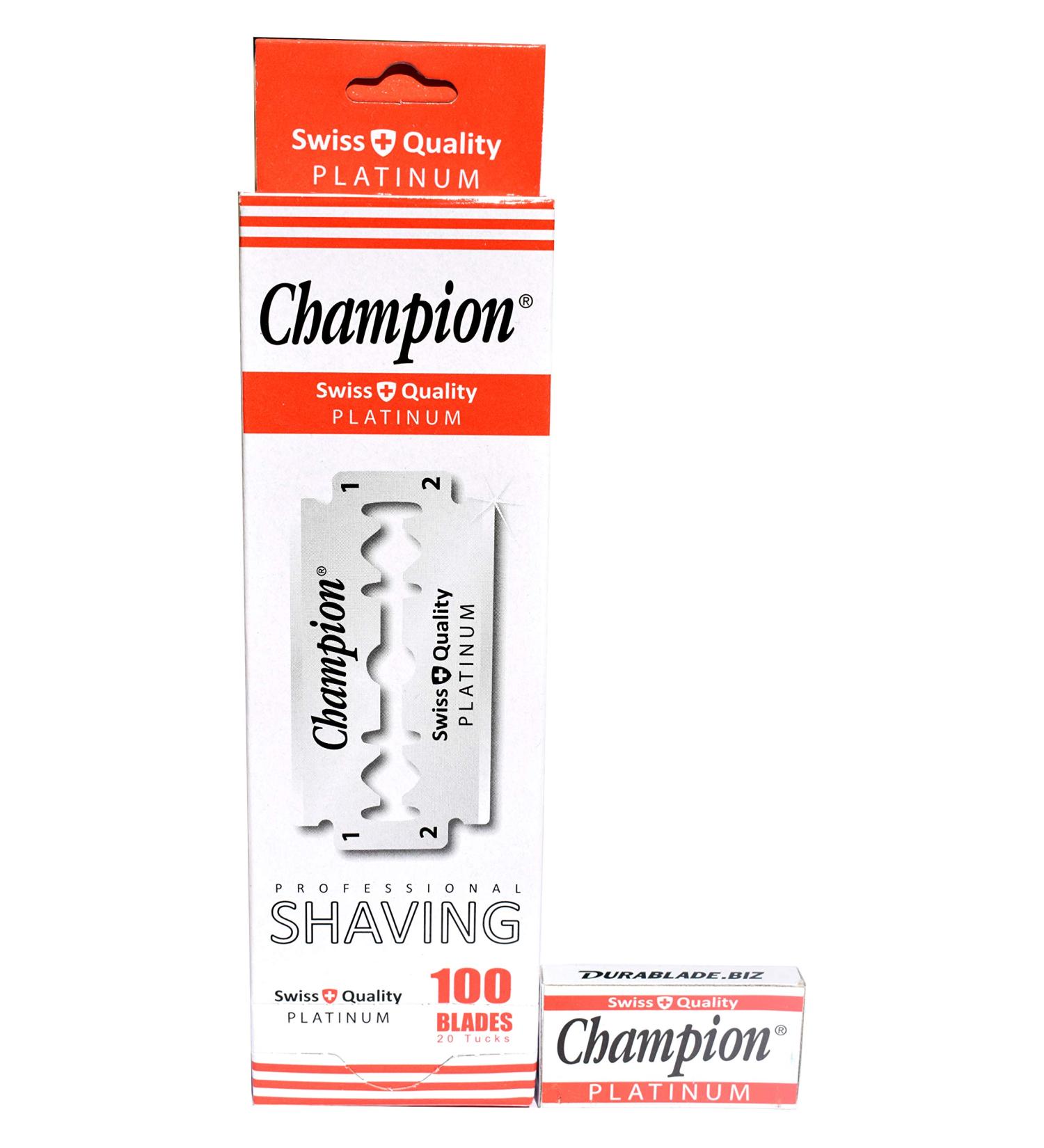 100 Champion Platinum Double Edge Razor Blades - Smooth Shaving for Men | 1 Year Supply of Safety Razor Blades - Buy Online on GoSupps.com