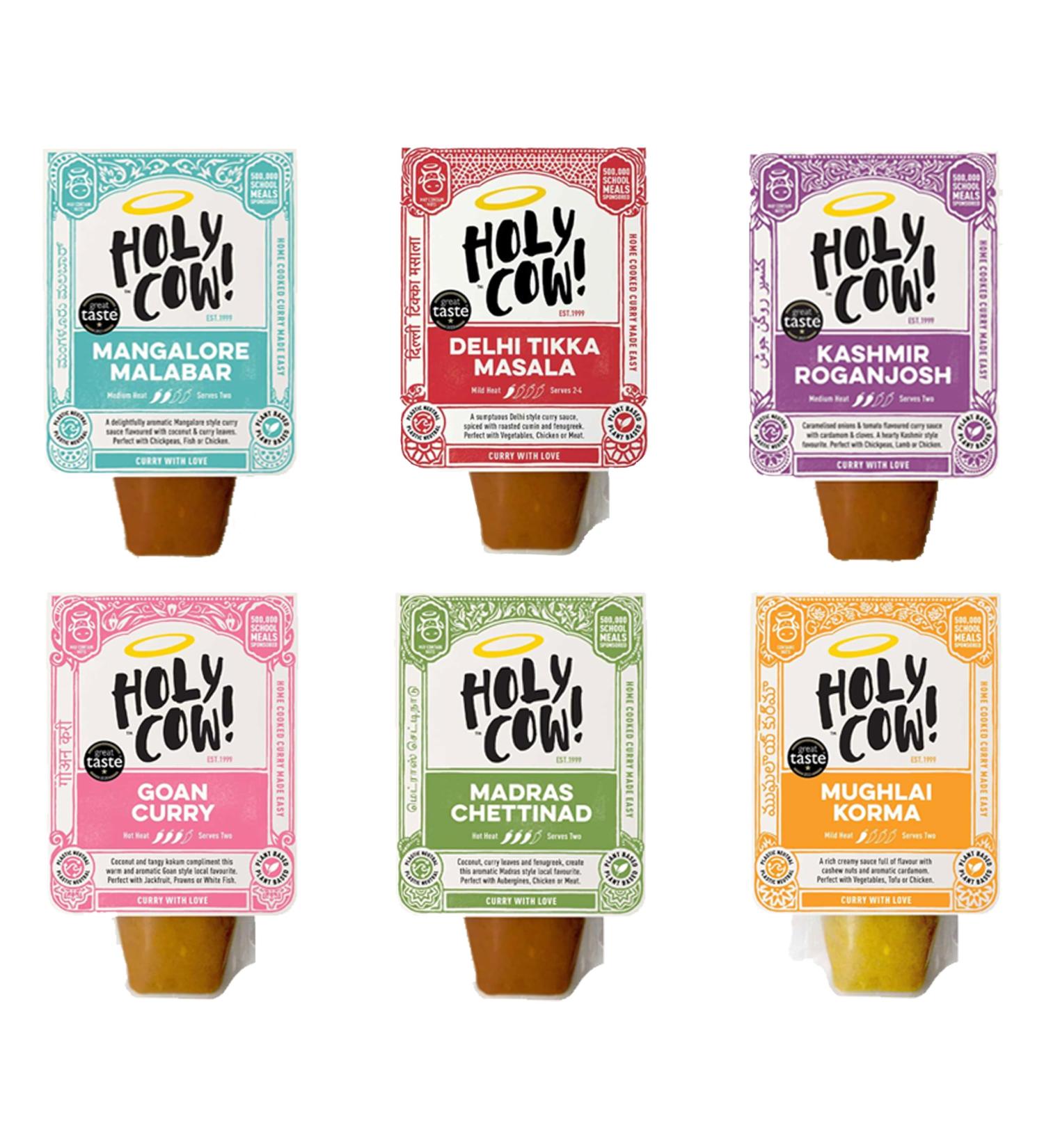 Holy Cow Sauce Pick N Mix - Create Custom Sauce Combo with 5+ Flavours | Delhi Tikka Masala Goan Curry Kashmir Roganjosh MadrasChettinad | 5 Pack - Perfect Sauce Gift Set for Sauce Lovers - Buy Online on GoSupps.com