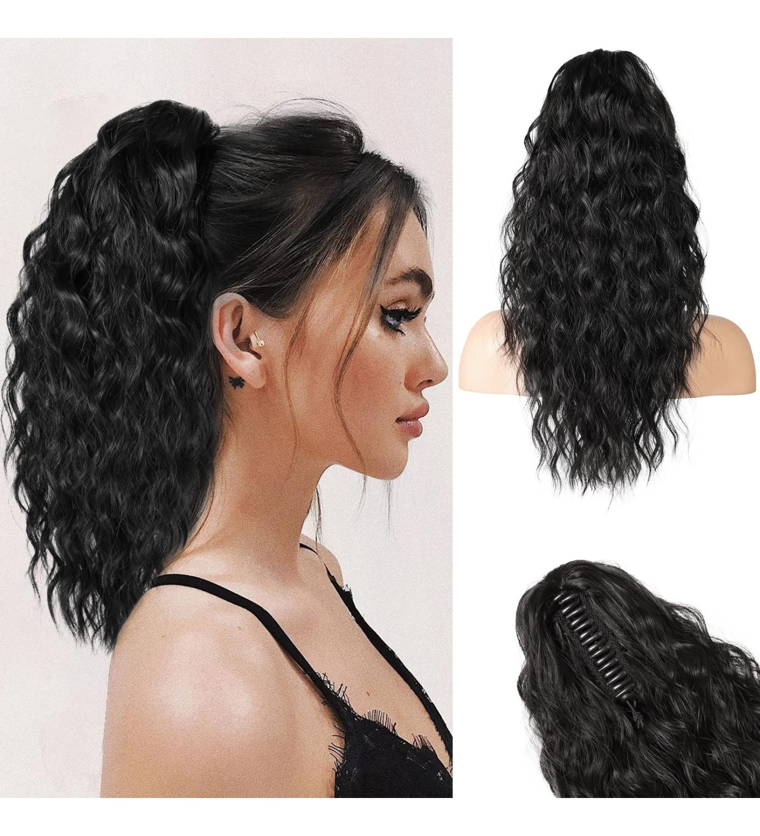 REECHO 18 Inch Claw Clip Ponytail Extension for Women - Long Curly Wavy Hair Extensions - Black, 18 Inch-160g - Daily Use Hairpiece - Buy Online on GoSupps.com