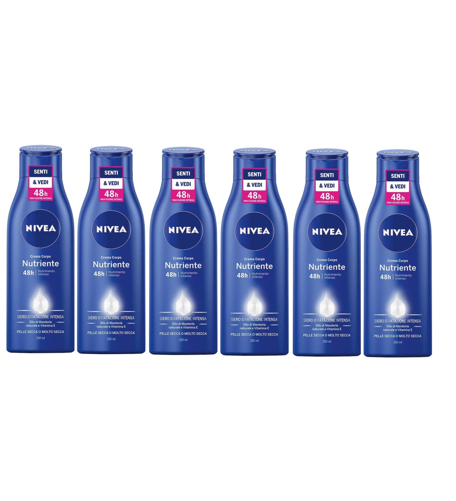  NIVEA NIVEA Nourishing Body Cream 6 x 250 ml Moisturizing Cream enriched with Natural Almond Oil and Vitamin E Nourishing body cream for dry skin - Buy Online on GoSupps.com