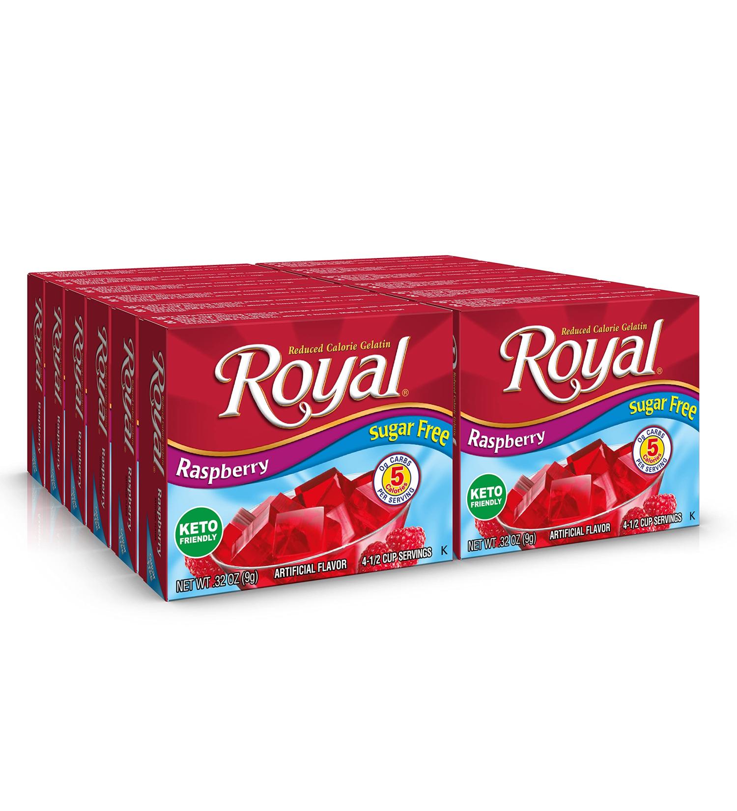 Royal Raspberry Sugar-Free Gelatin Dessert Mix - 12 Boxes (Carb-Free) - Buy Online on GoSupps.com