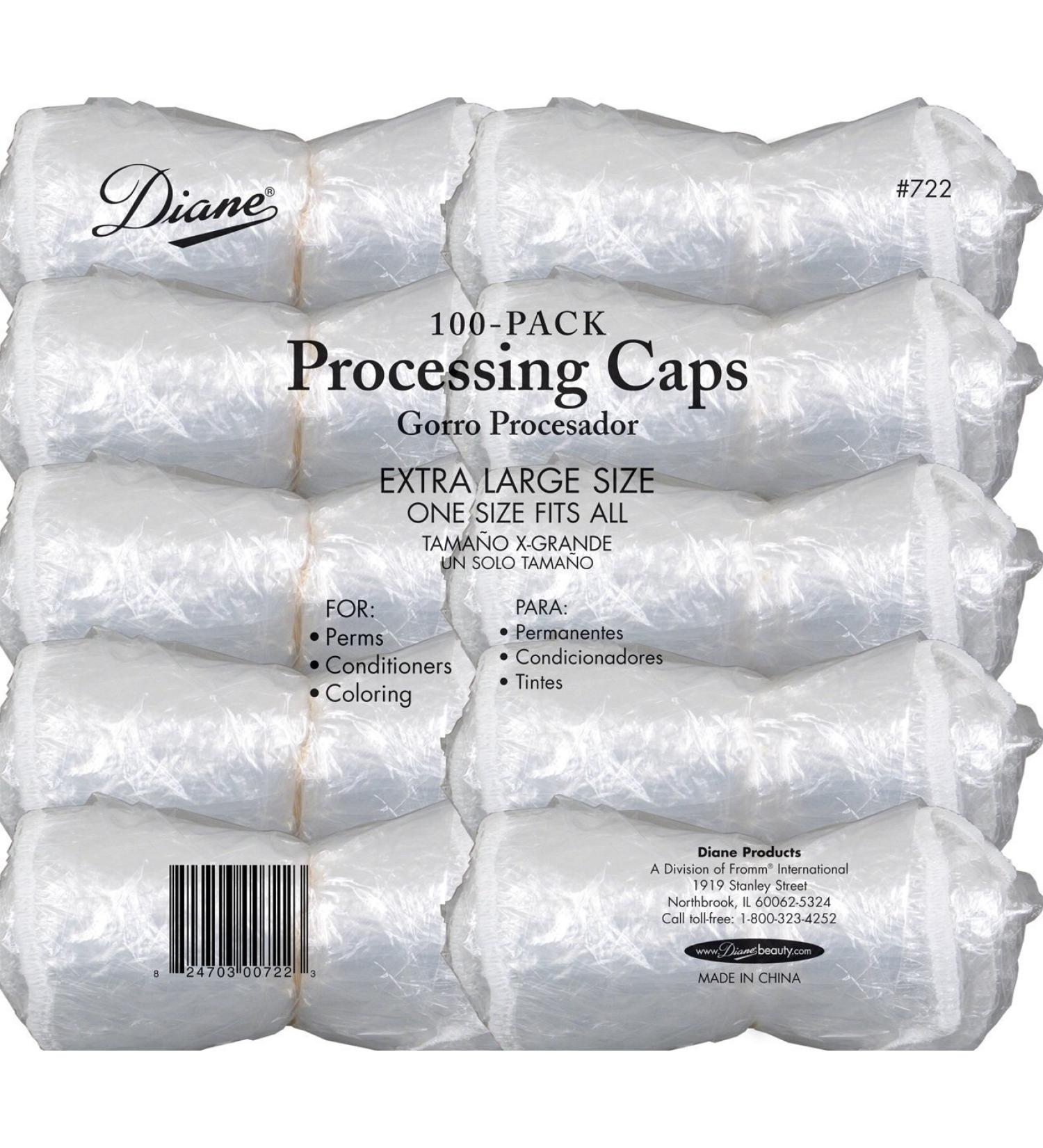 Diane Processing Caps 200-pack hair color chemicals perms hair conditioner one size extra large reusable protects your hair dyeing hair care salon use professional use stylist secures elastic band