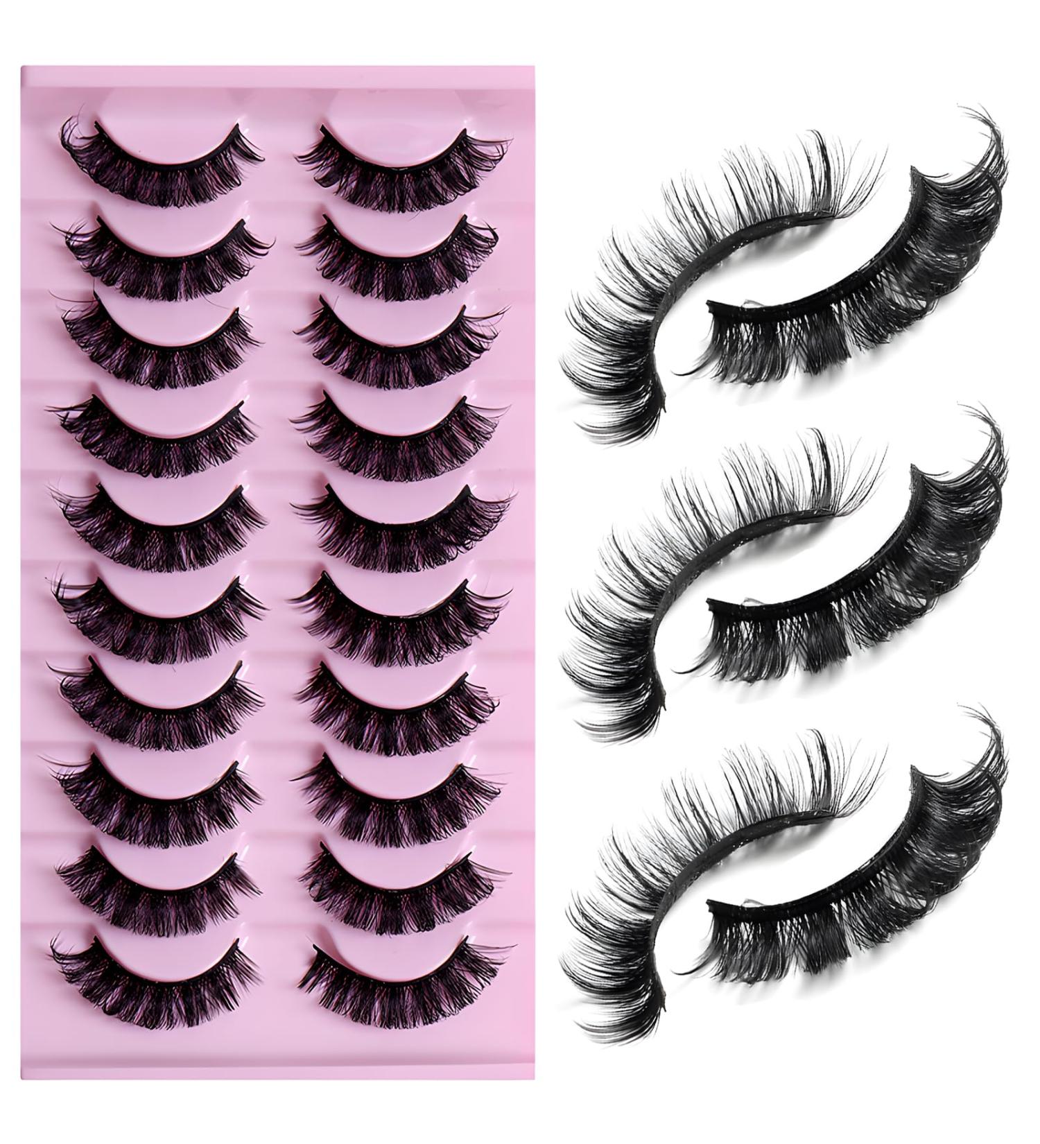 LuckForever 10 Pairs Russian Strip False Eyelashes - Fluffy Wispy & Reusable Lash Extensions for Natural Volume Look | International Shipping - Buy Online on GoSupps.com