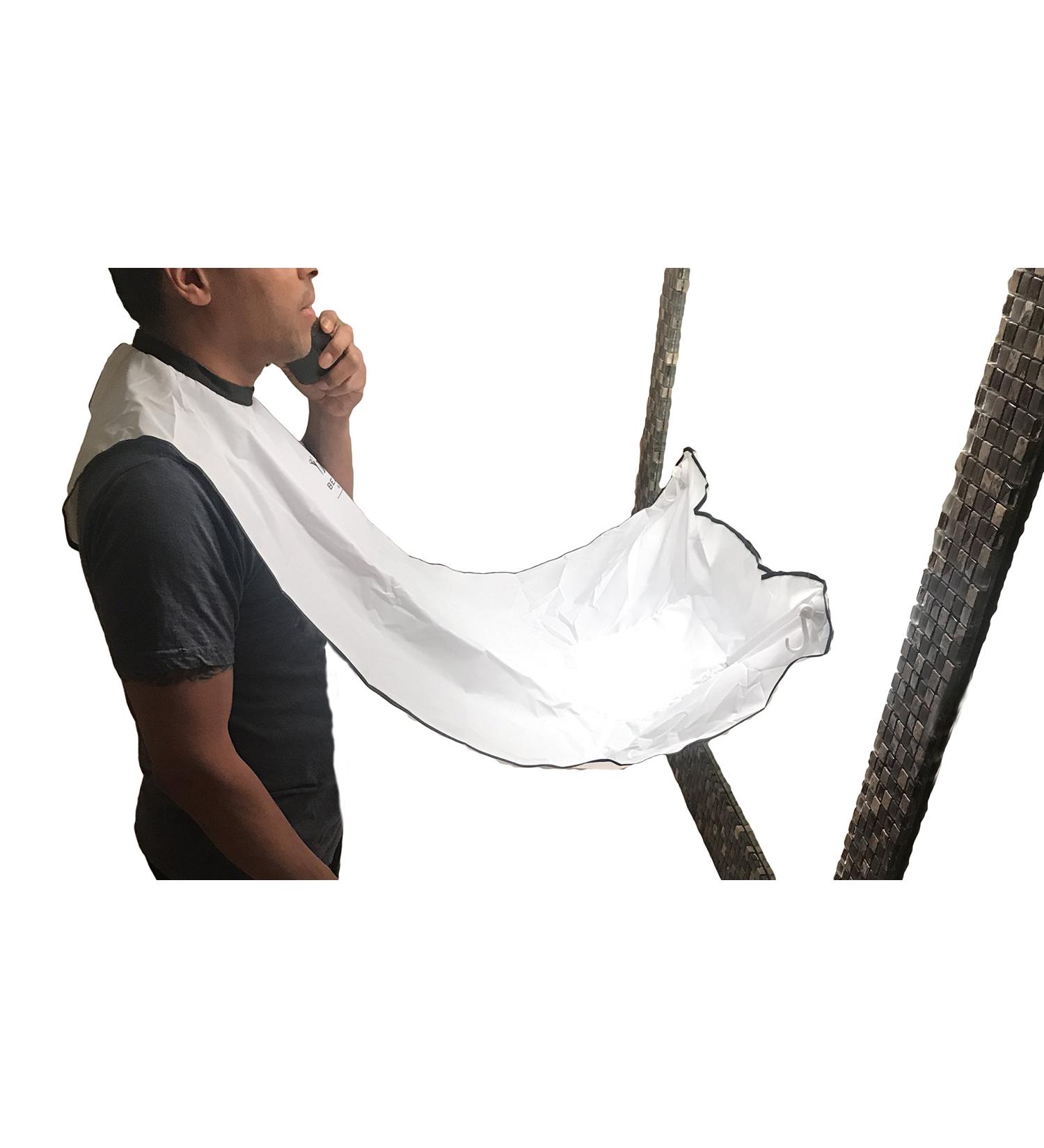 Beard Apron Shaving Bib with Clear Comb Tool - Premium White Beard Grooming Accessory | International Shipping Available - Buy Online on GoSupps.com