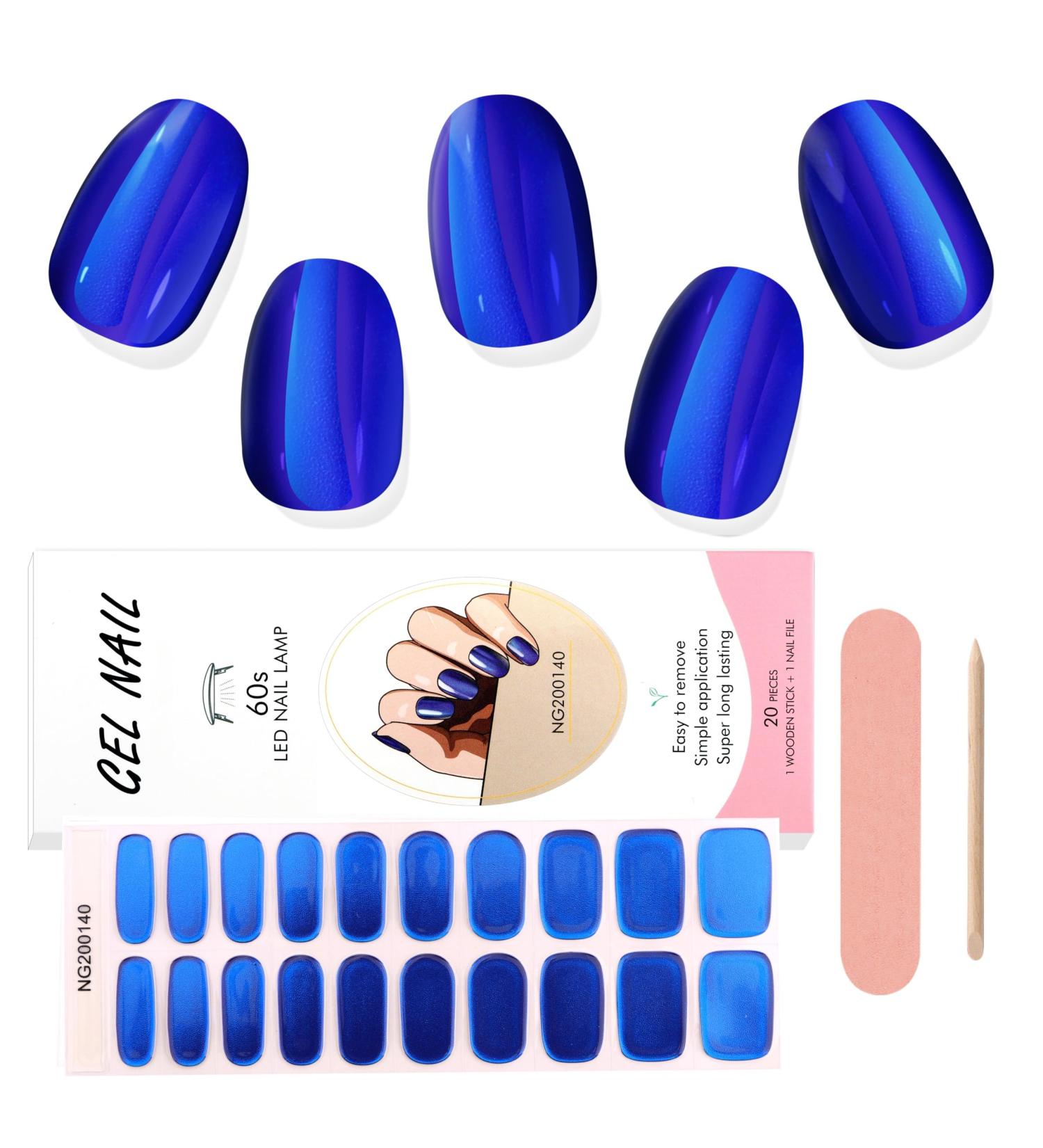Kalolary Blue Gel Nail Strips - Metallic Chrome Full Wrap Nail Polish Stickers | Long Lasting Salon Quality | UV/LED Lamp Required - Buy Online on GoSupps.com