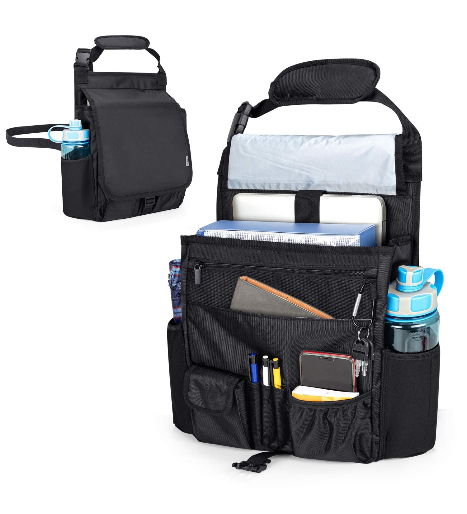 Luxja Car Front Seat Organizer with Cover - Black | Car Seat Storage Organizer - Buy Online on GoSupps.com