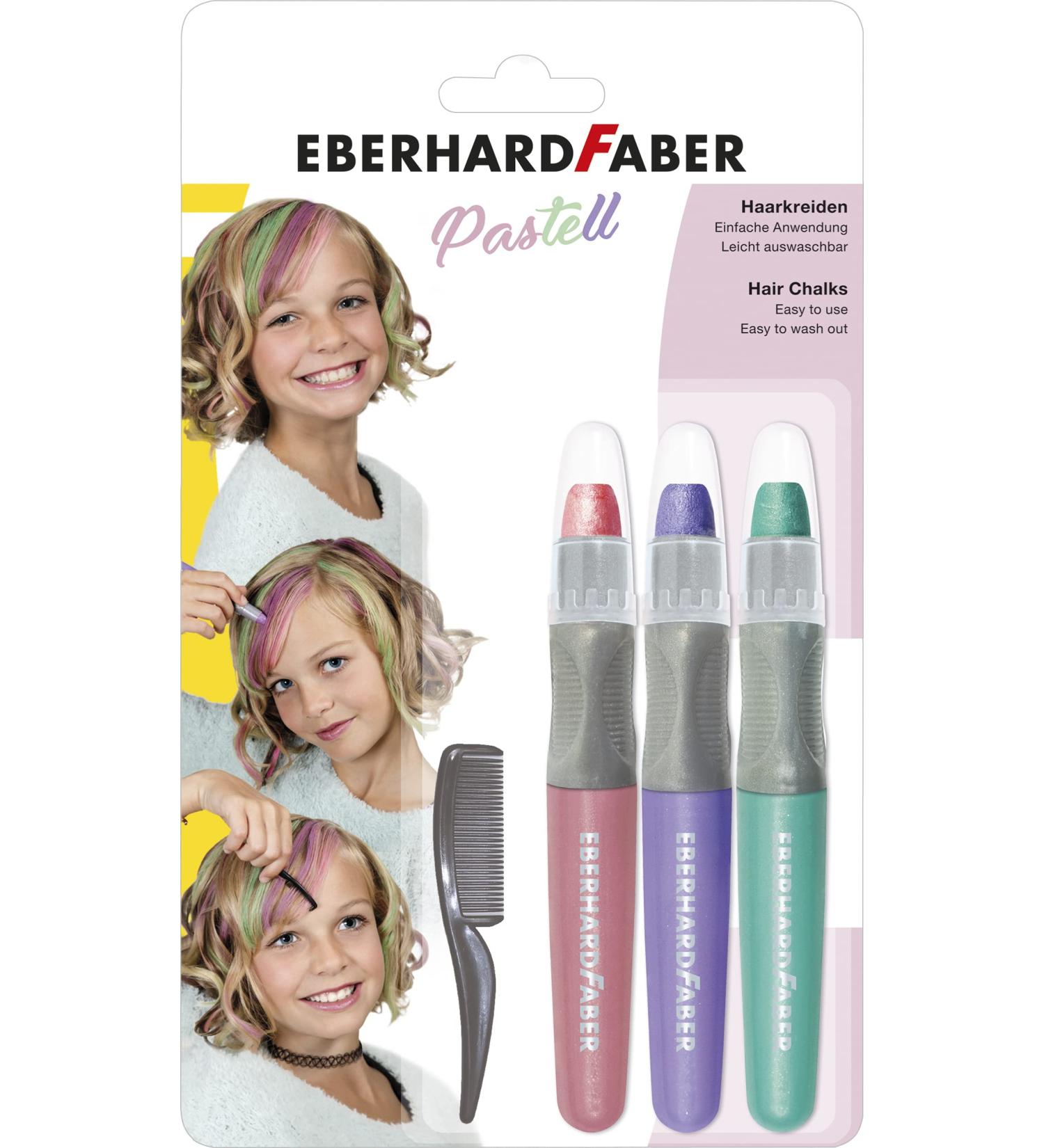 Eberhard Faber 579202 Haircover Pastel Set - 3 Colors & Comb for Trendy Hairstyles | Easy Application & Wash - 1 Piece (3 Pack) - Buy Online on GoSupps.com