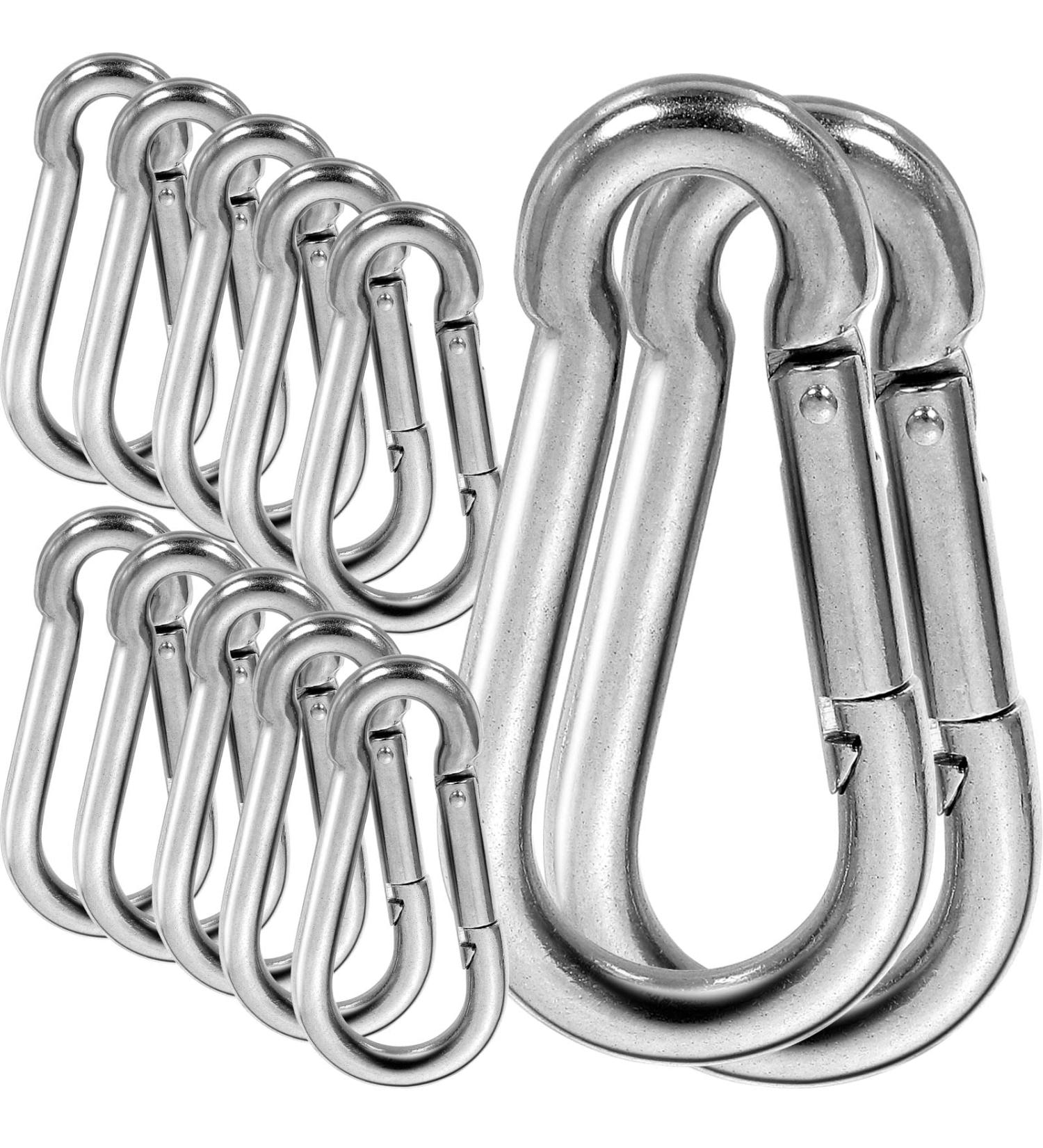 LANIAKEA 12Pcs 4inch Spring Snap Hook  M10 Stainless Steel Quick Links  3/8 inch Large Carabiner Clips Heavy Duty for Camping  Swing  Hammock  Hiking  Fishing  Gym  770LBS - Buy Online on GoSupps.com