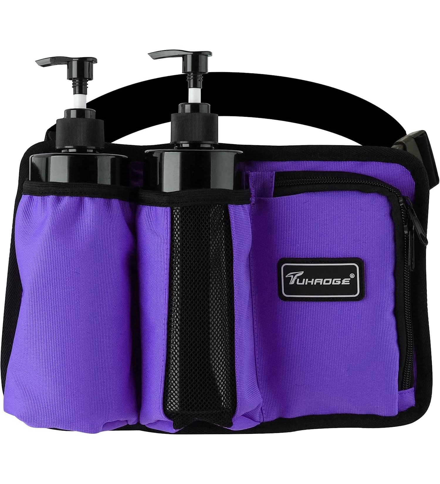 Massage Oil Holster Bag - 3 Bottle Violet - Ideal for Massage Therapists | Lotion & Oil Storage - Buy Online on GoSupps.com