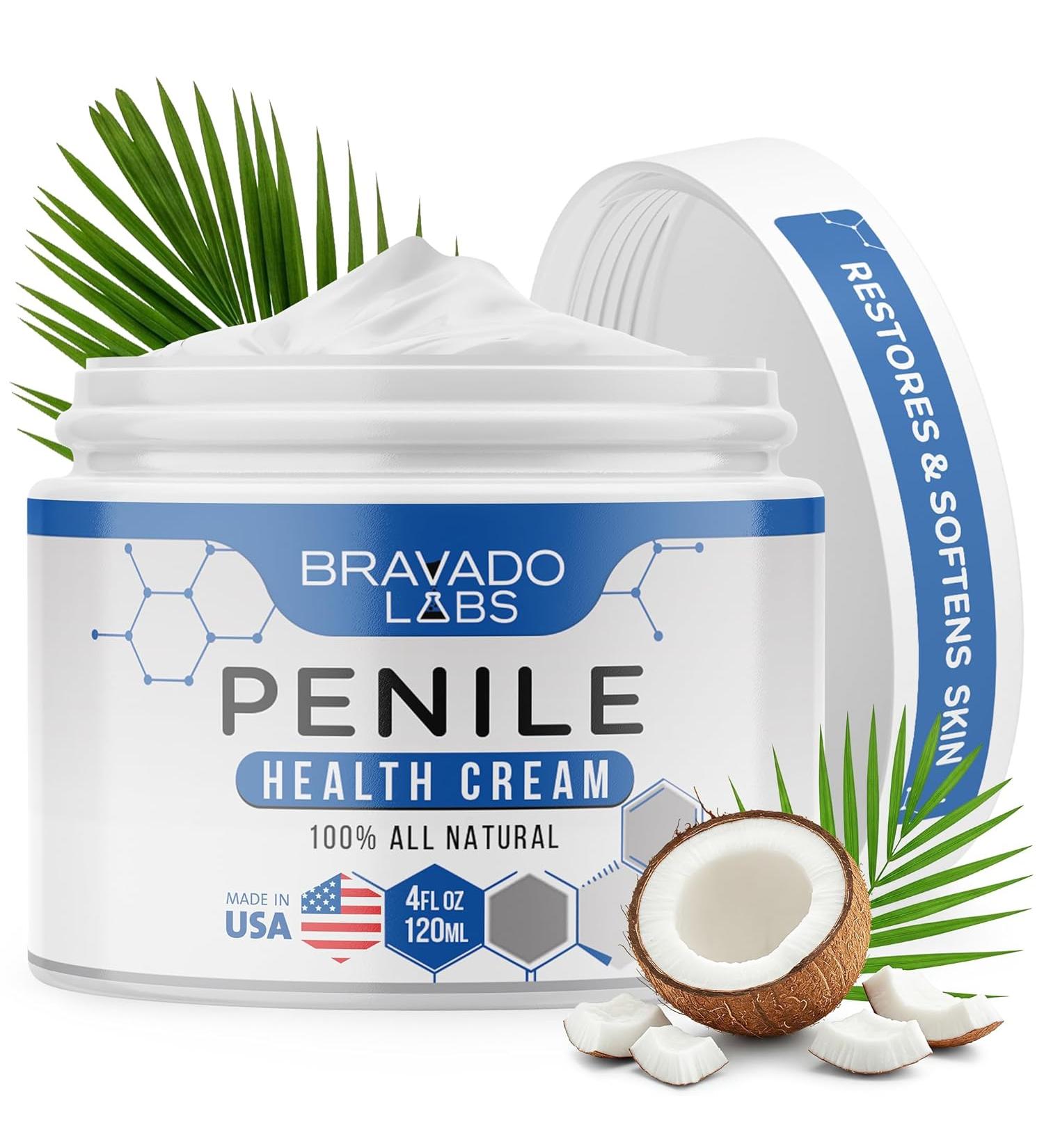 Bravado Labs Premium Penile Health Cream - Natural Moisturizing Lotion for Men - Relief for Chafing, Itching, and Dryness (4oz) - Buy Online on GoSupps.com