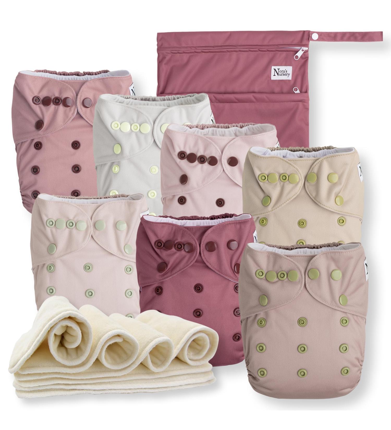 Nora's Nursery 7 Pack Cloth Diapers with Bamboo Inserts & Wet Bag - Ballet Slippers - Eco-Friendly Baby Diapers for International Shipping - Buy Online on GoSupps.com