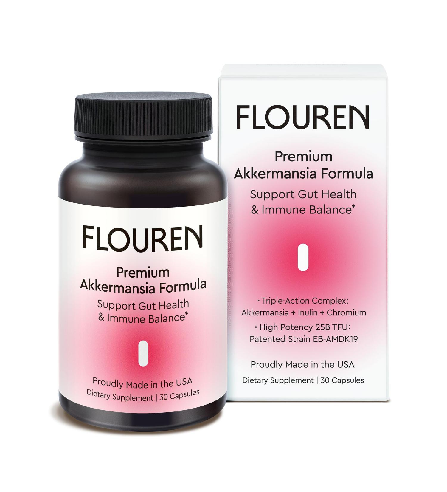FLOUREN Gut Health & Immune Balance Supplement - Probiotic-Inspired Postbiotic Formula with Premium Akkermansia EB-AMDK19 Supports Digestion & Immunity Made in USA - Buy Online on GoSupps.com