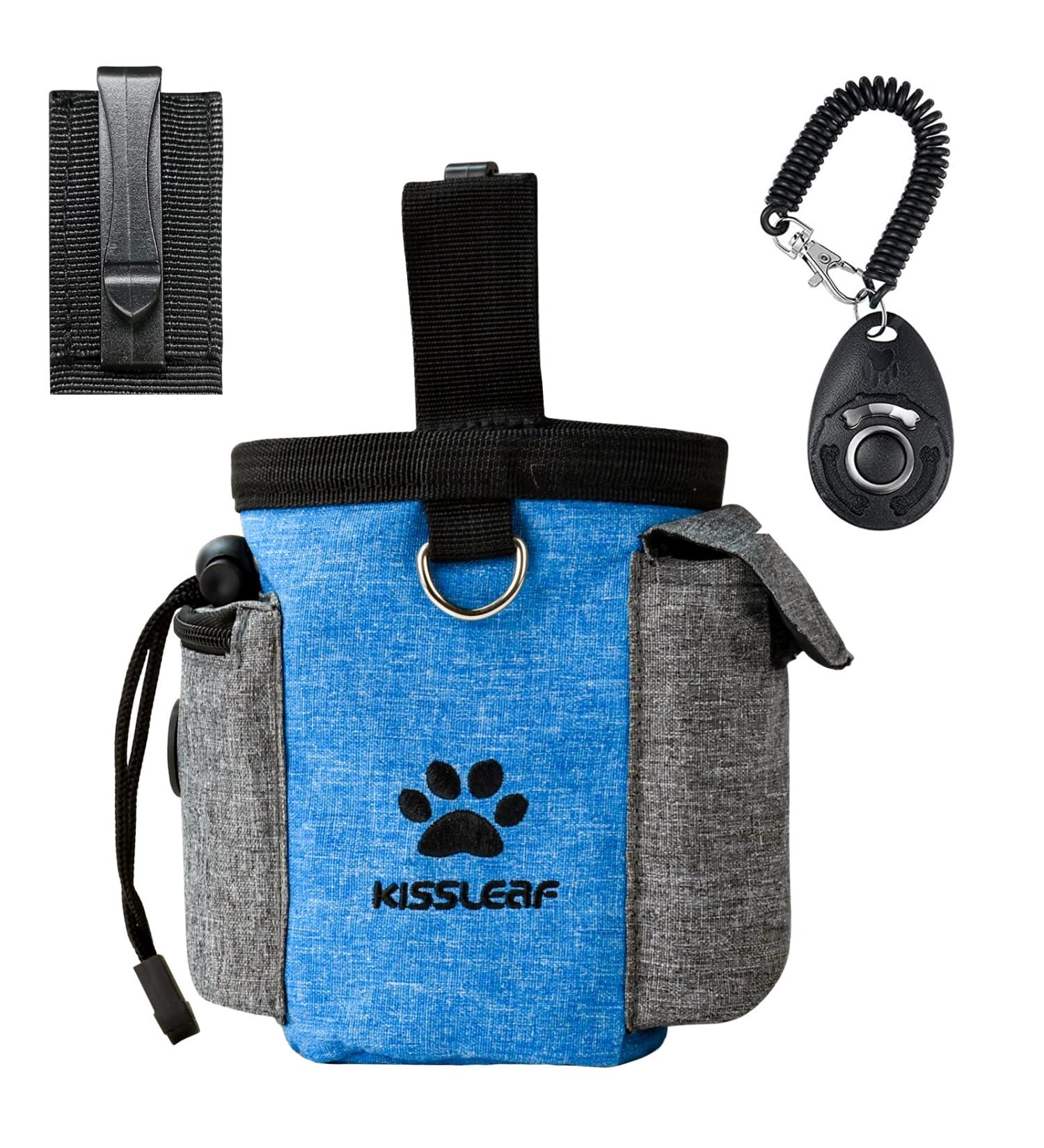 Kissleaf Dog Training Treats - Premium Hundeleckerlis with Built-in Fecal Bag Dispenser | Perfect for Pet Training - Blue-Gray Snack Bags - Buy Online on GoSupps.com