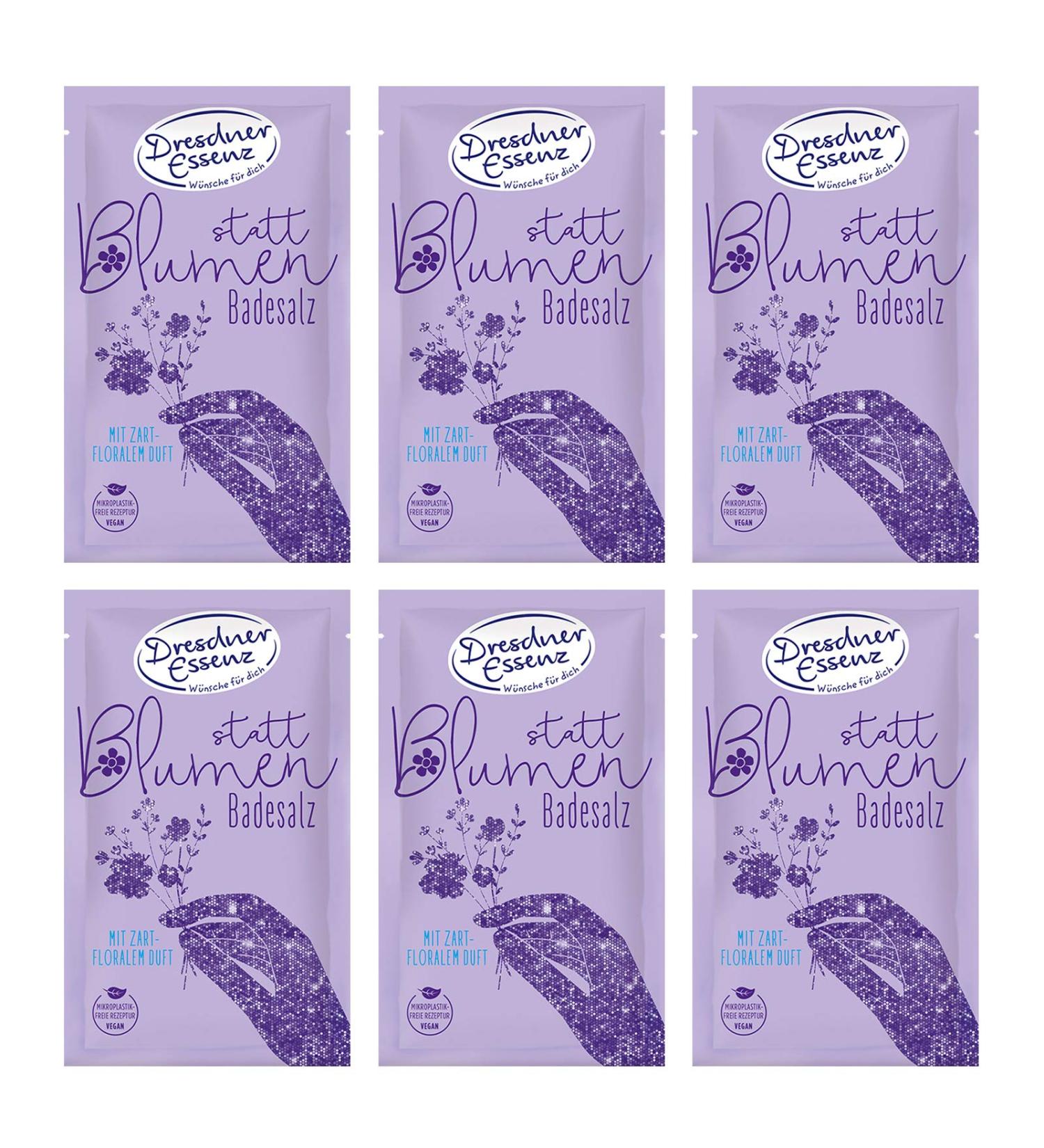 Pack of 6 Dresdner Essence Bath Care Instead of Flowers 6 x 60 g Bath Additive Vegan
