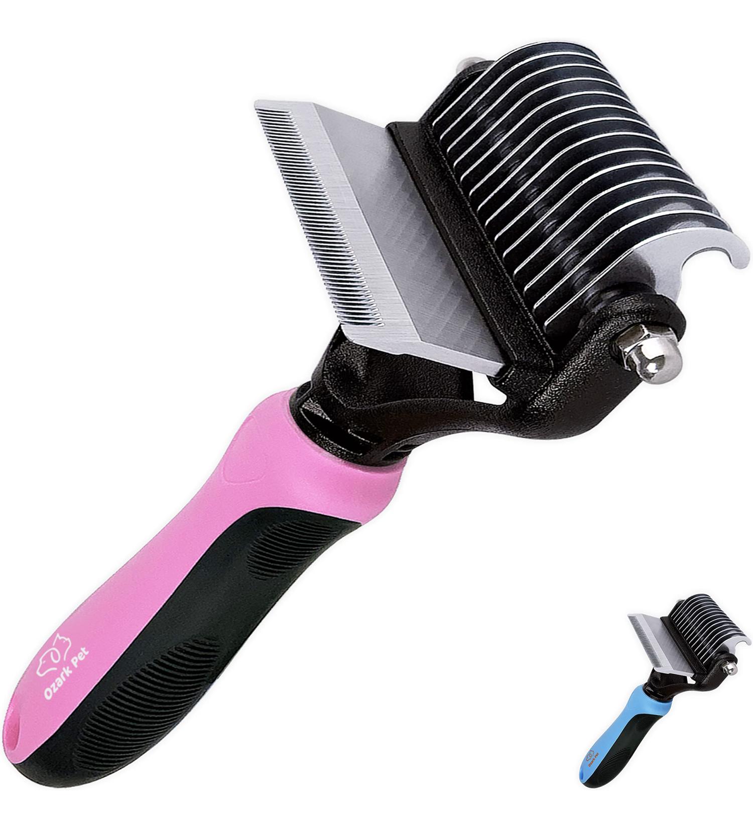 2-Side Pet Grooming Tools for Cats and Dogs - Deshedding Brush & Dematting Comb Small Pink - Buy Online on GoSupps.com