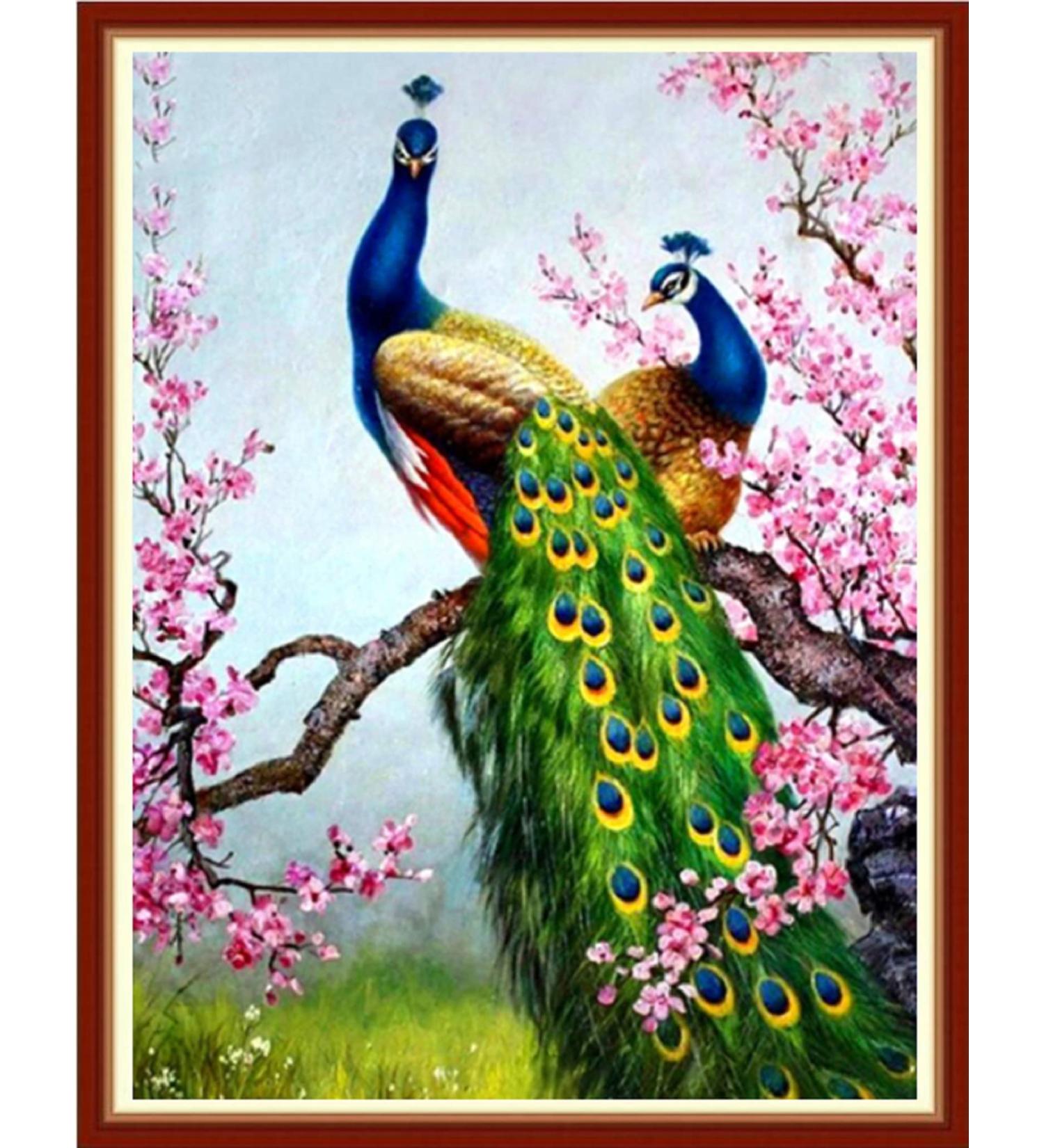 Joyhoor Stamped Cross Stitch Kit - Auspicious Peacock Design | DIY Needlepoint for Adults | Embroidery Patterns | 11CT | 15.7x20.9 inch | Color 01 - Buy Online on GoSupps.com