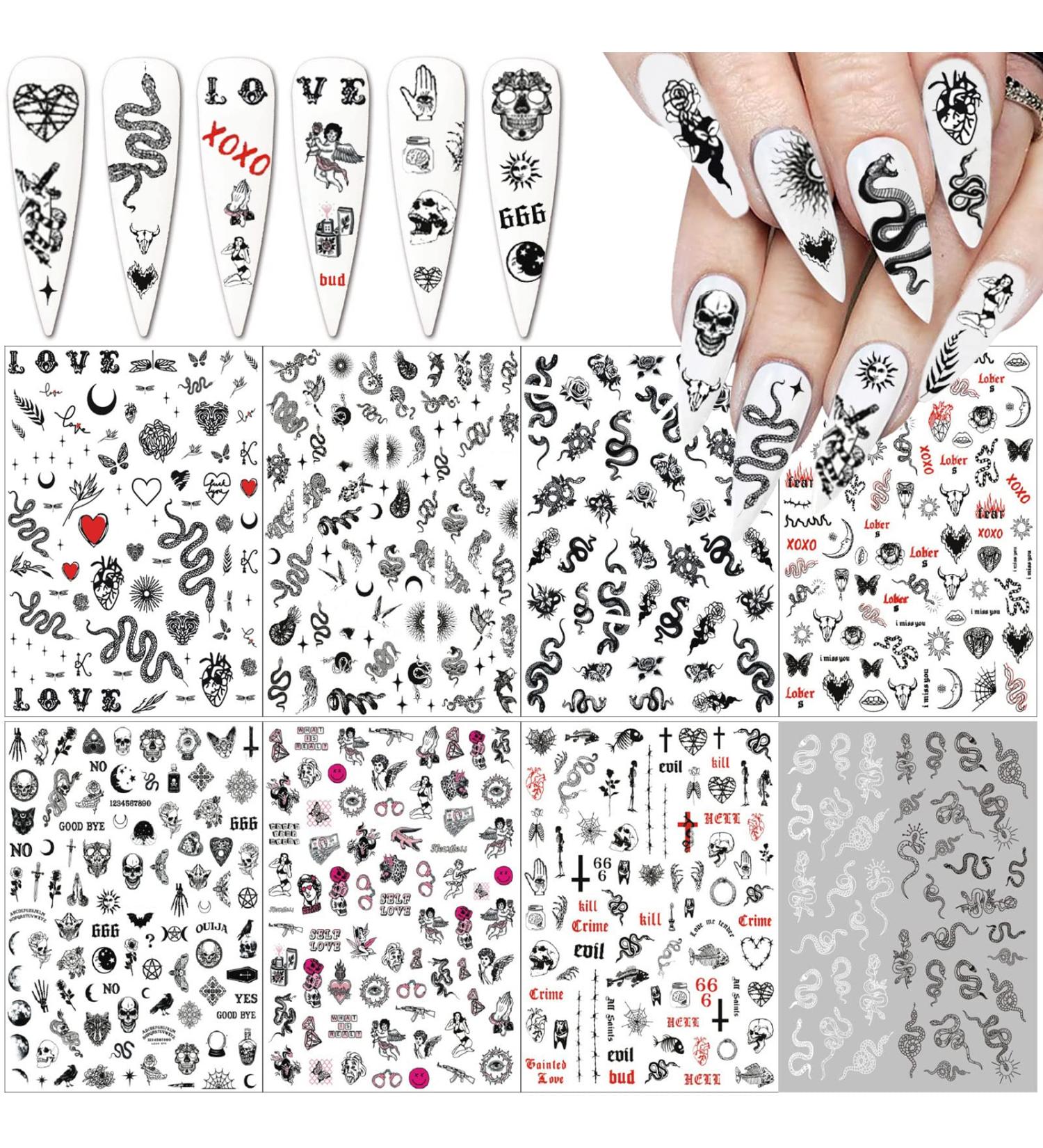 3D Gothic Snake Nail Art Stickers Decals - 8 Sheets - Buy Online on GoSupps.com