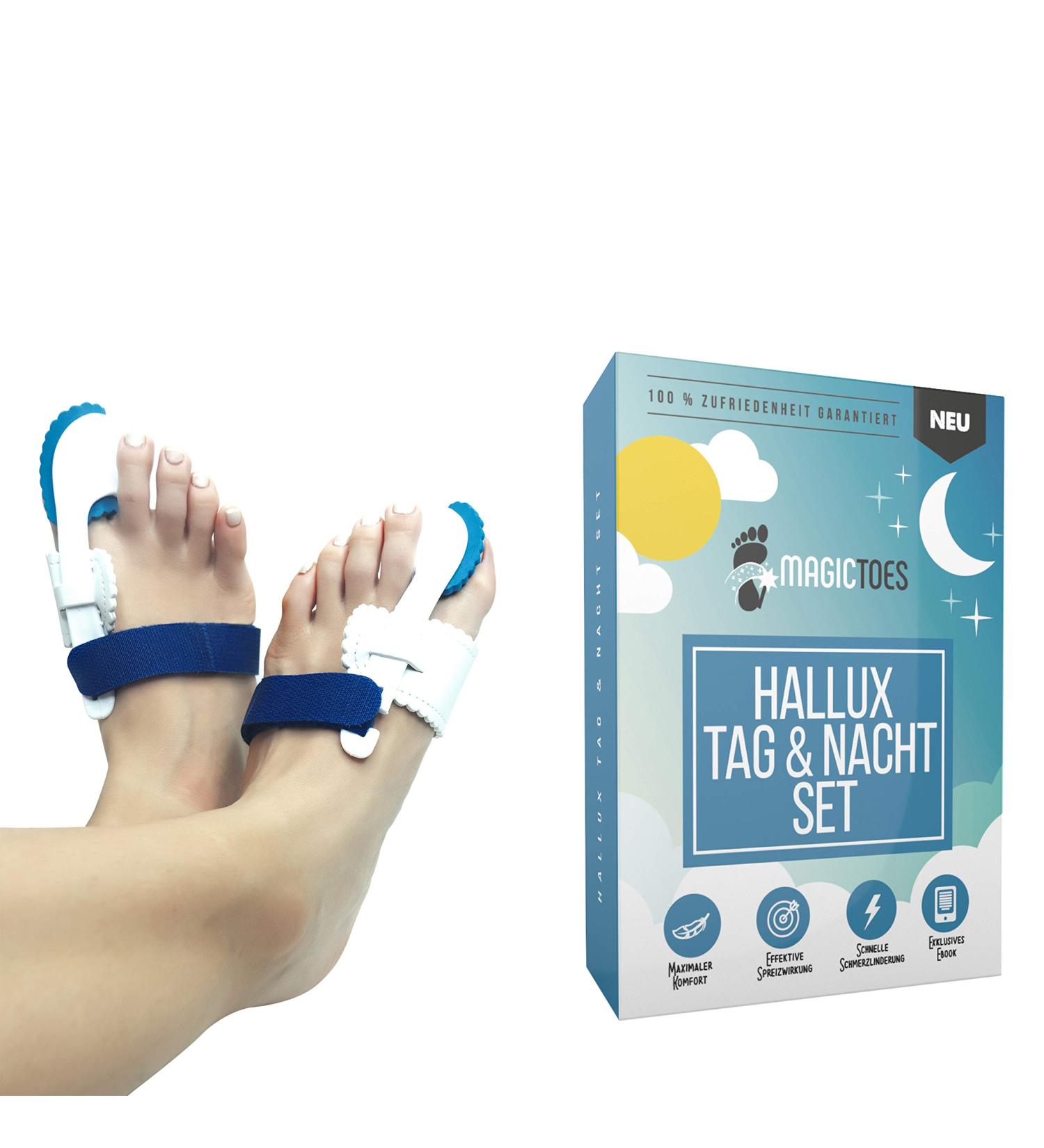 Magictes Hallux Valgus Day & Night Set | 2 Rails + 2 Toe Spreaders 2.0 + Free eBook | Quick Pain Relief for Bunions - Buy Online on GoSupps.com