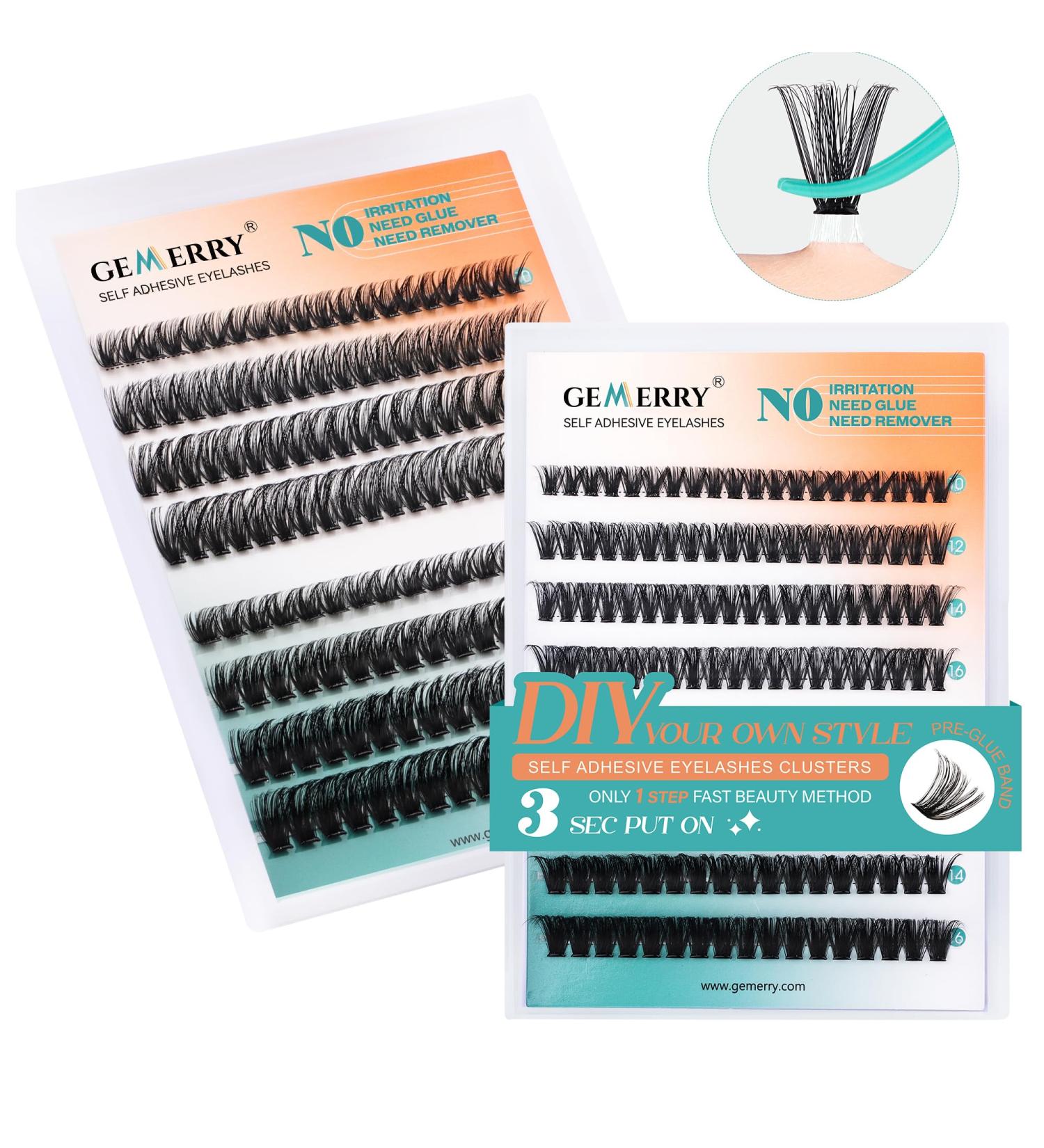 Shop GEMERRY Self Adhesive Eyelashes - Reusable Lash Clusters for Easy DIY Extensions - No Glue Needed 10-16mm Variants - Buy Online on GoSupps.com