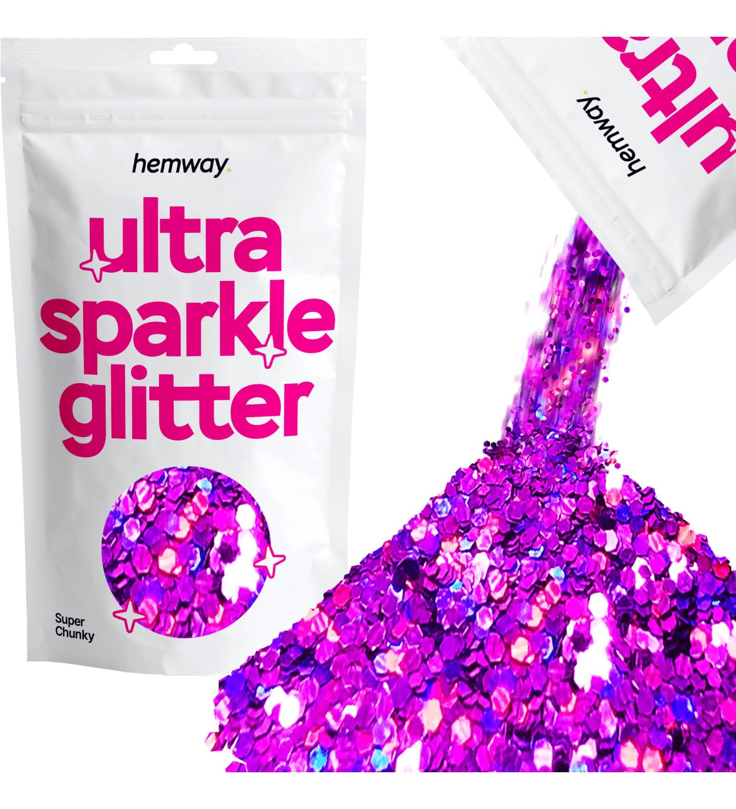 Hemway Premium Ultra Sparkle Purple Holographic Glitter - Multi-Purpose Super Chunky Metallic Flake for Arts Crafts Nails & Cosmetics - 100g (3.5oz) - Buy Online on GoSupps.com