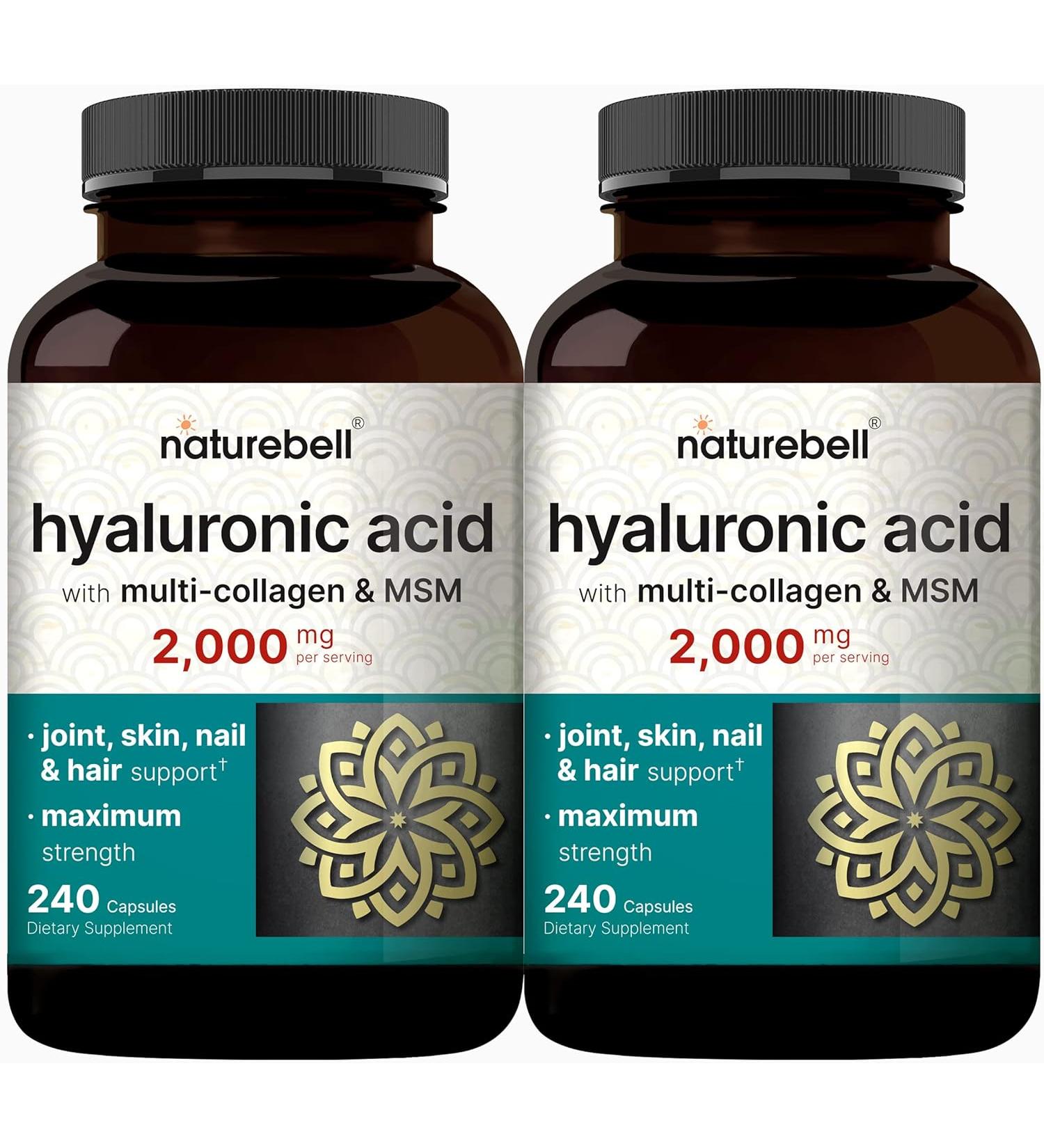 NatureBell Hyaluronic Acid with MSM & Multi Collagen - Pack of 2 - 240 Capsules - Buy Online on GoSupps.com