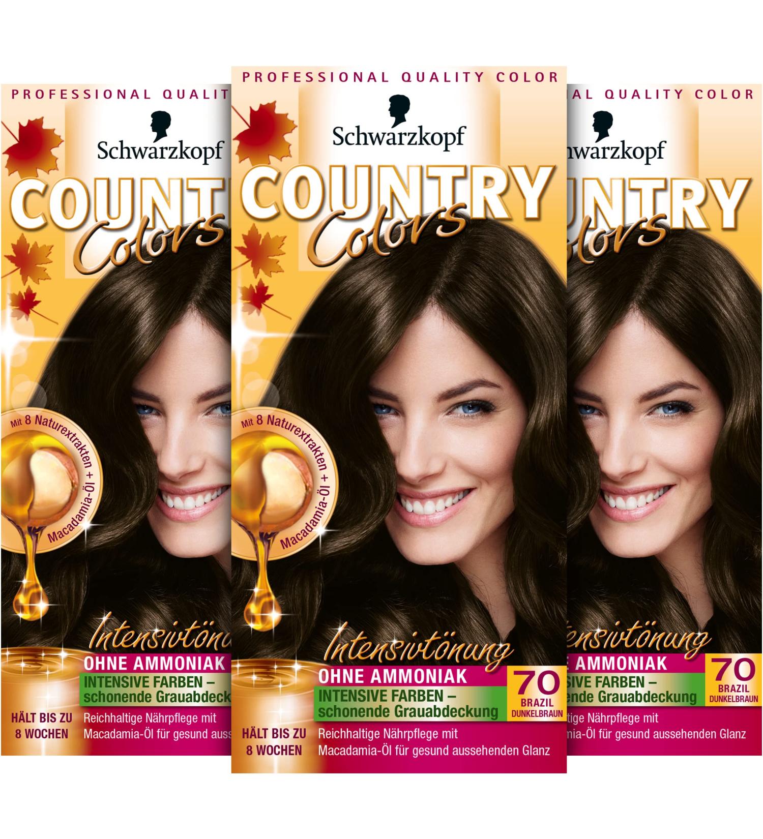 Country Colors Intensive Tint 70 Brazil Dark Brown - Ammonia-Free Hair Color | 3 x 123ml | Lasts 8 Weeks - Buy Online on GoSupps.com