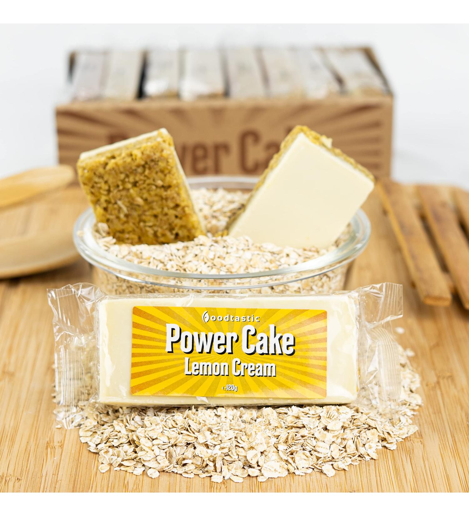 Buy Foodtastic Power Cake Lemon Cream (10 x 120g) | Handmade Oat Bars | Delicious & Juicy Flapjack Energy Bars - Buy Online on GoSupps.com