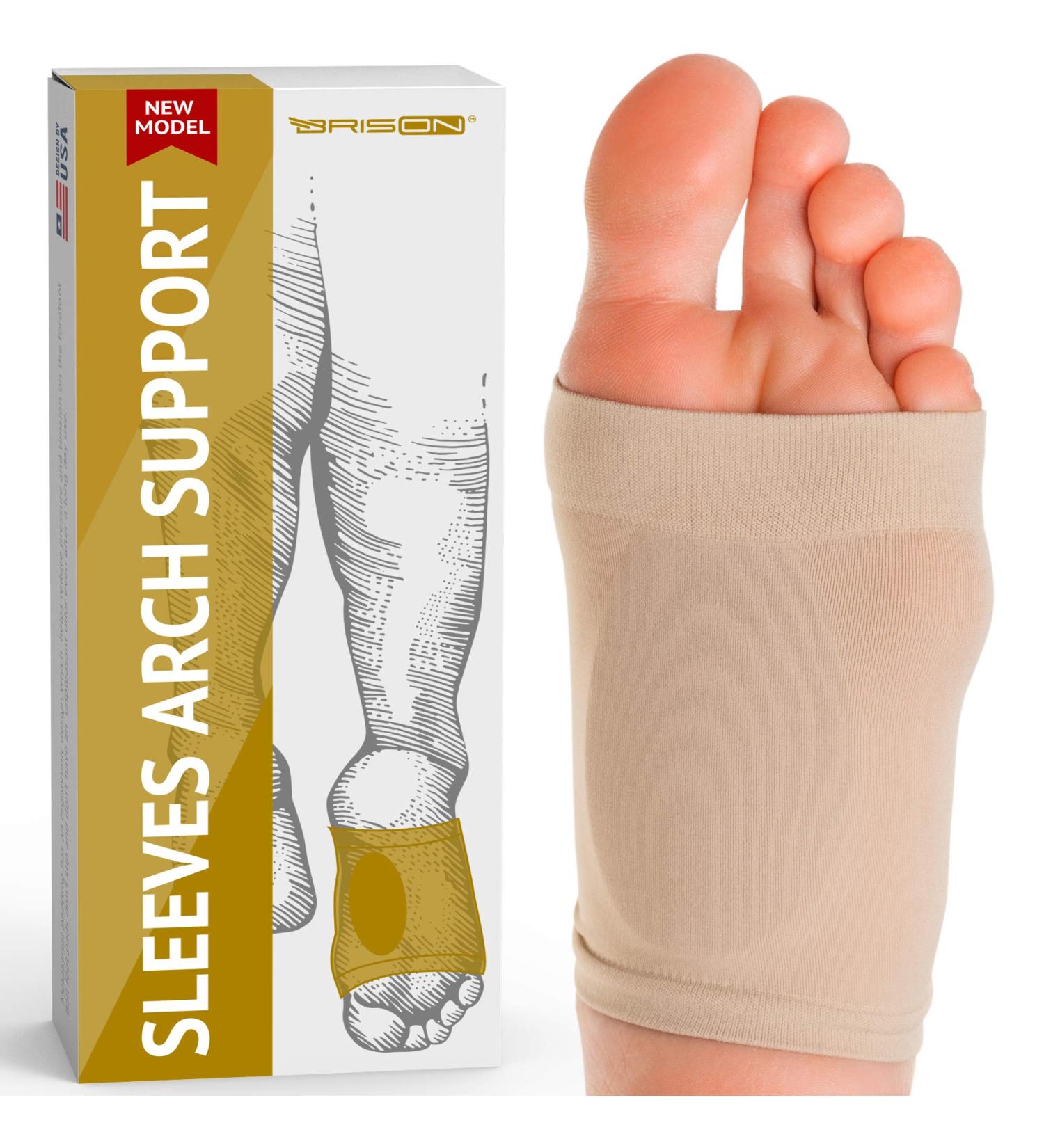 Arch Support Sleeves - Plantar Fasciitis Relief Brace - Foot Arch Supports for Flat Feet - 1 Pair Beige - Buy Online on GoSupps.com