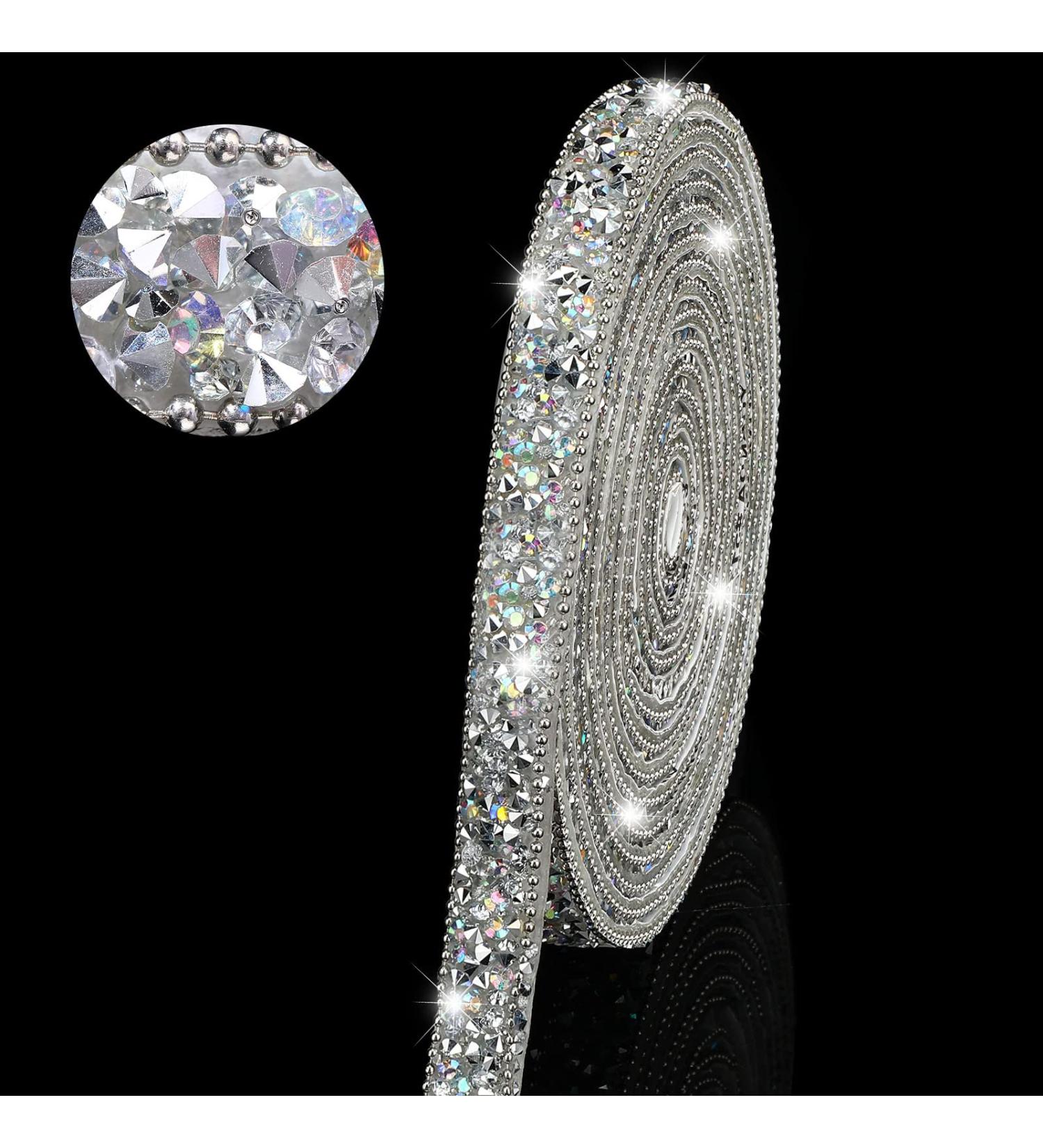 3 Yards Resin Rhinestone Ribbon Self Adhesive Diamond Roll - Silver AB Color 0.4 Inch - DIY Art Crafts - Buy Online on GoSupps.com