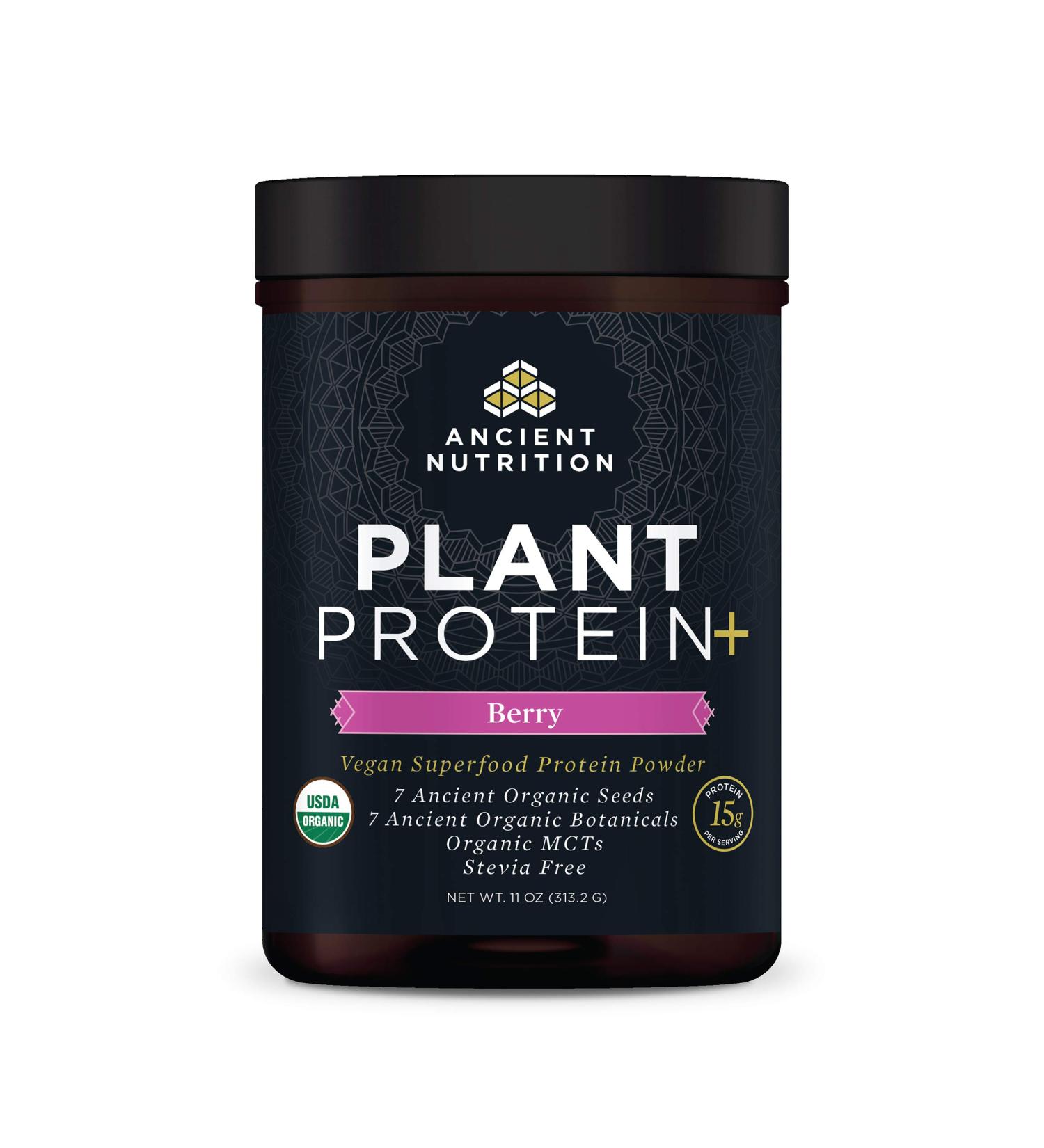 Organic Plant Protein Powder by Ancient Nutrition- Berry Flavor | Vegan Superfoods Supplement with 15g Protein | Gluten Free & Paleo Friendly | Perfect for Protein Shakes - 12 Servings - Buy Online on GoSupps.com